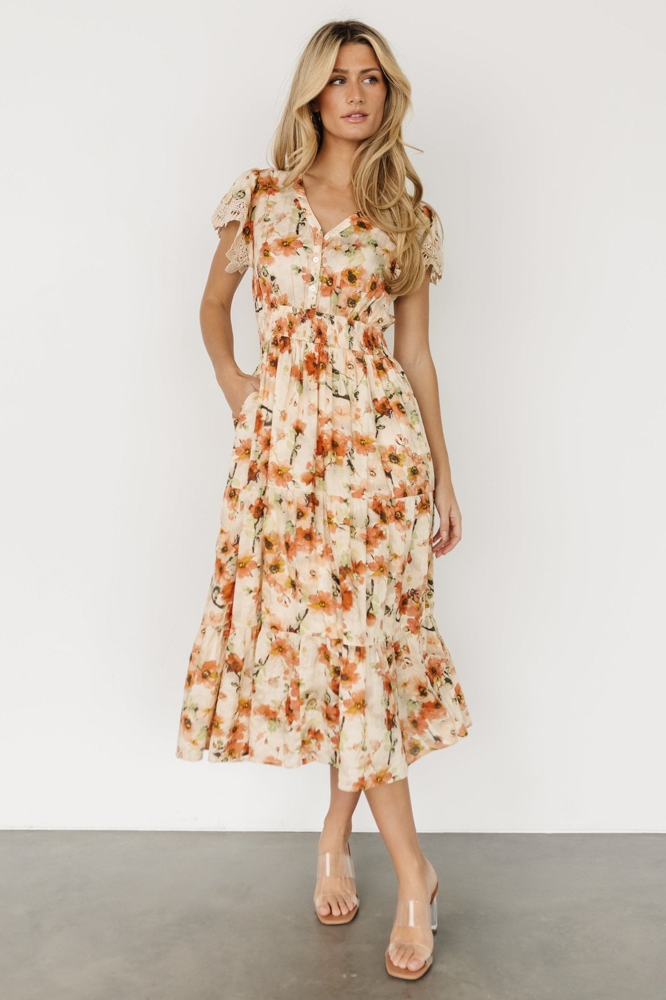 Aliyah Midi Dress | Coral Floral