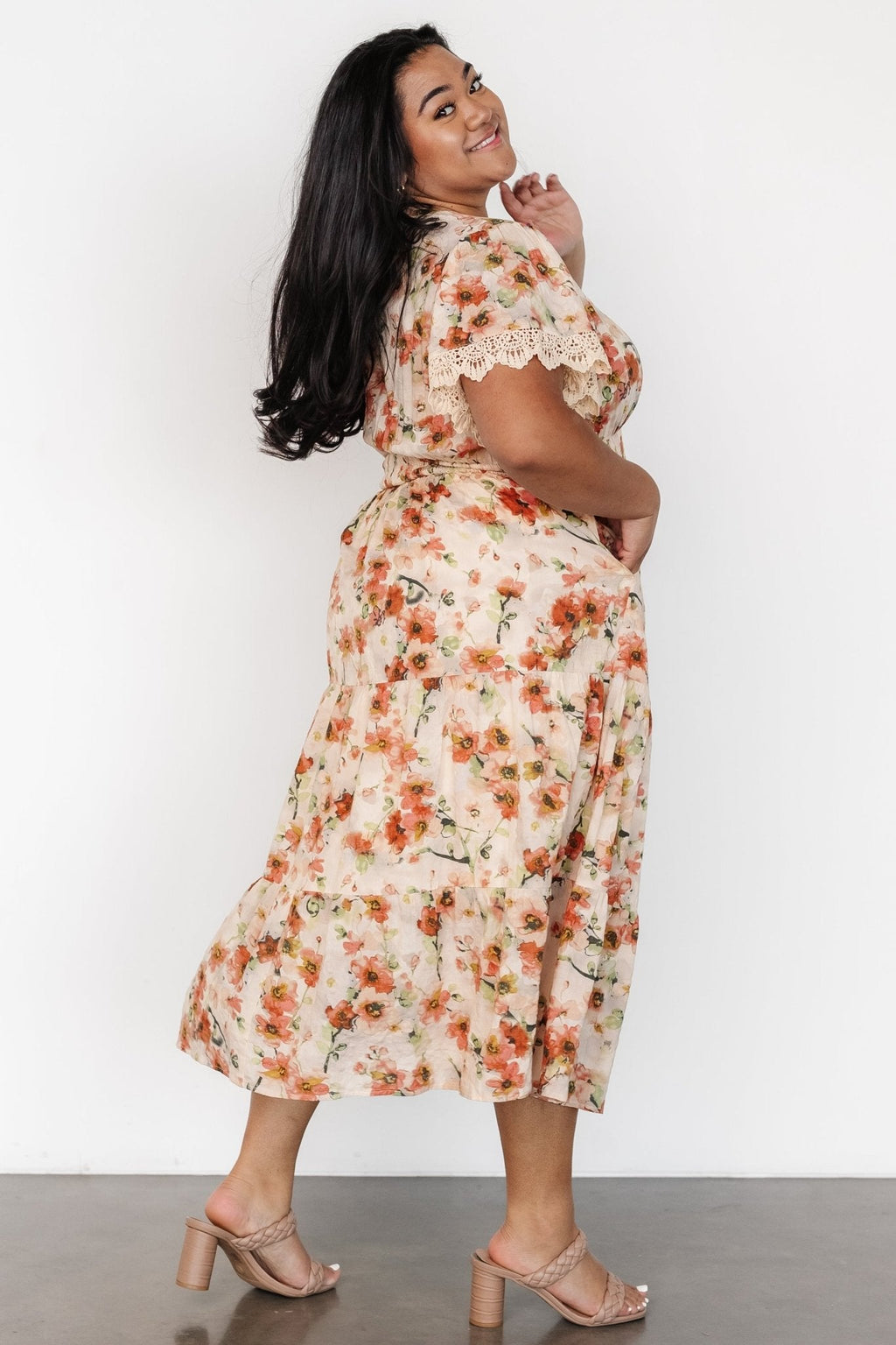 Aliyah Midi Dress | Coral Floral