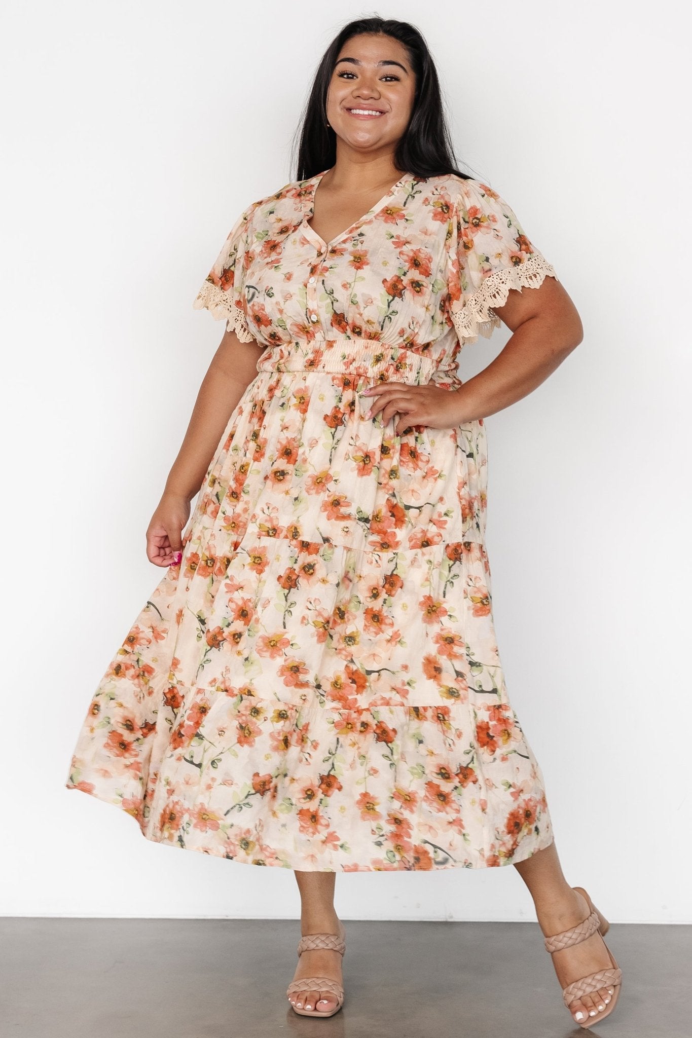 Aliyah Midi Dress | Coral Floral