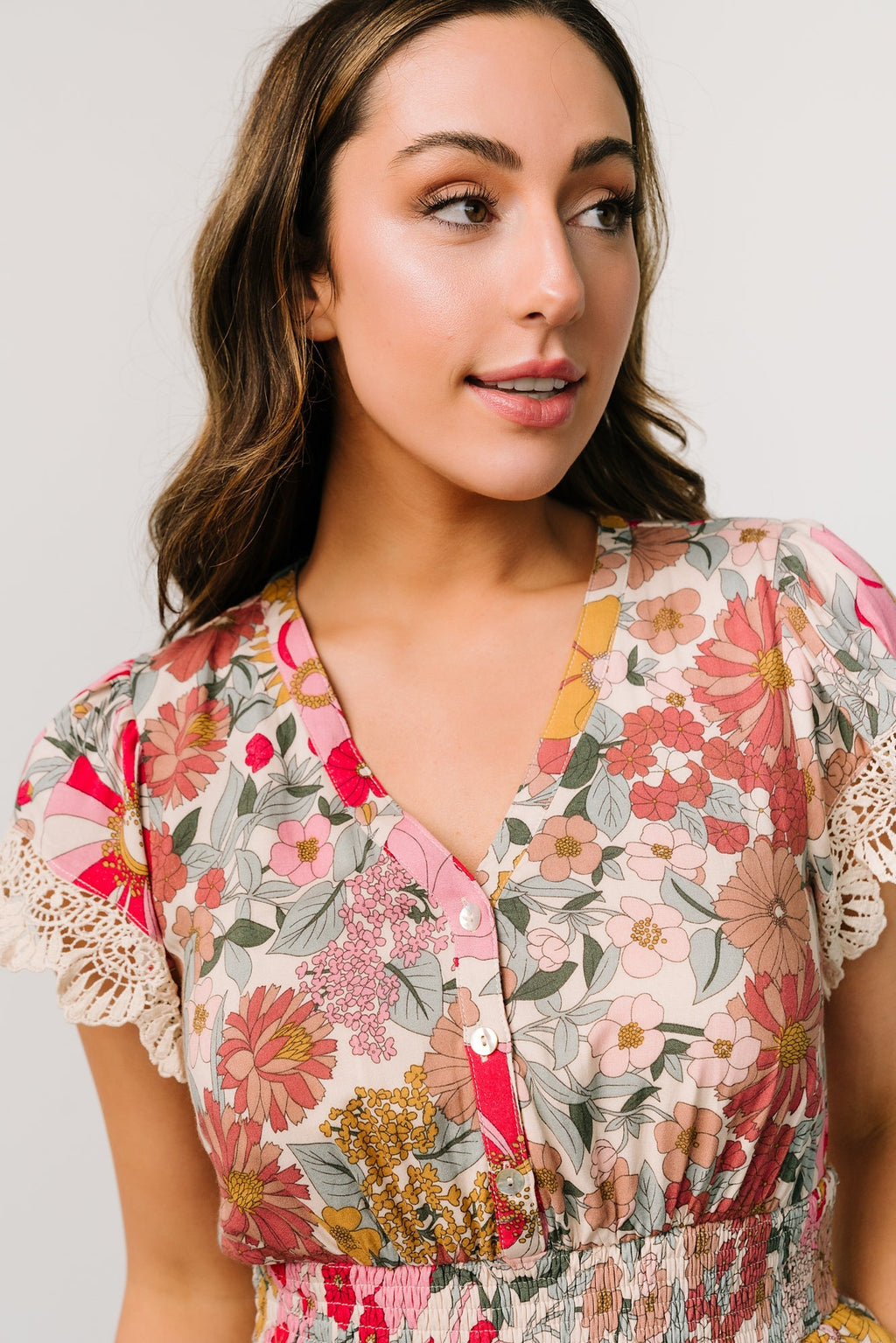 Aliyah Midi Dress | Cream Multi Floral