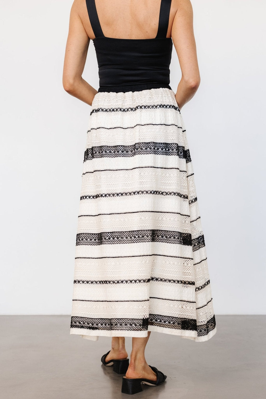 Alondra Woven Skirt | Cream + Black