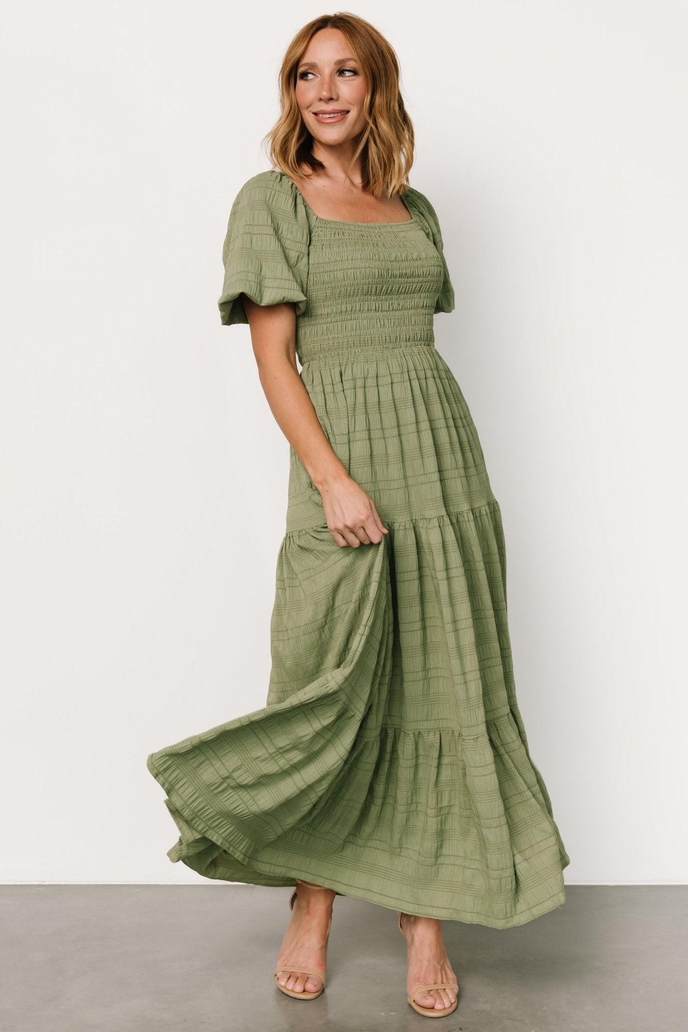 Amaya Smocked Dress | Green