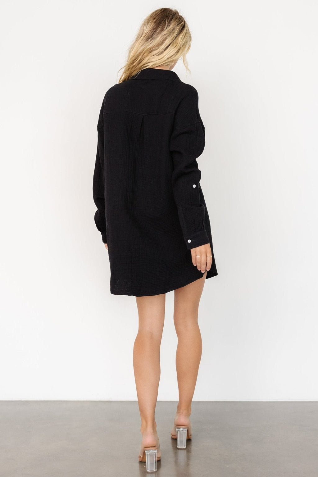 Andres Button Shirt Dress | Black