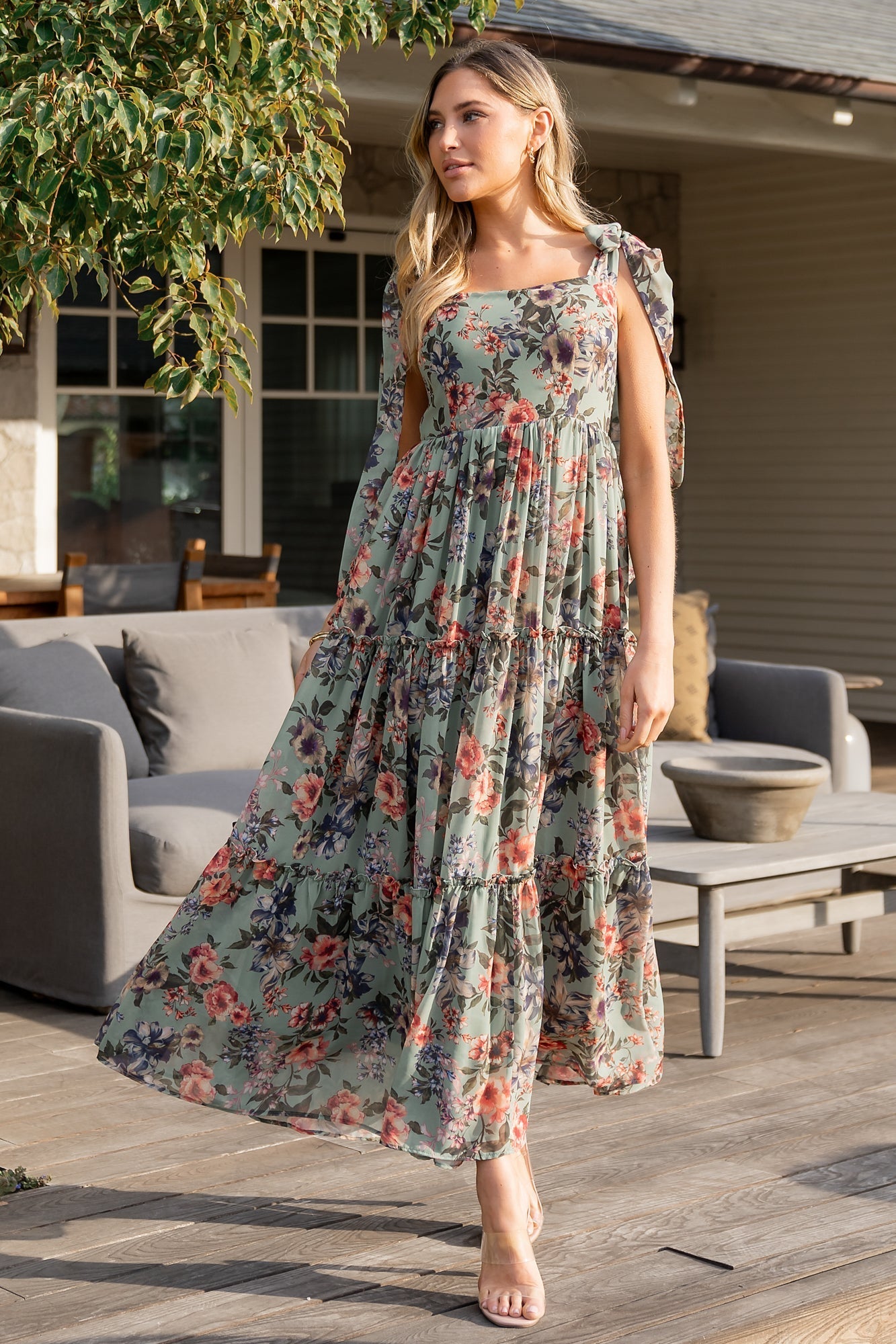 Anita Maxi Dress | Green Multi Floral