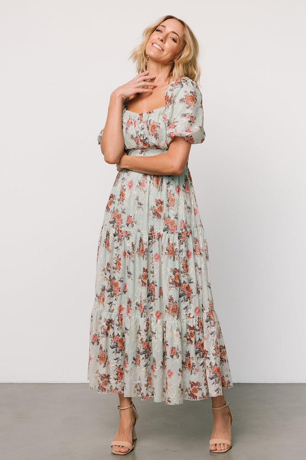 Annabeth Midi Dress | Eucalyptus Floral