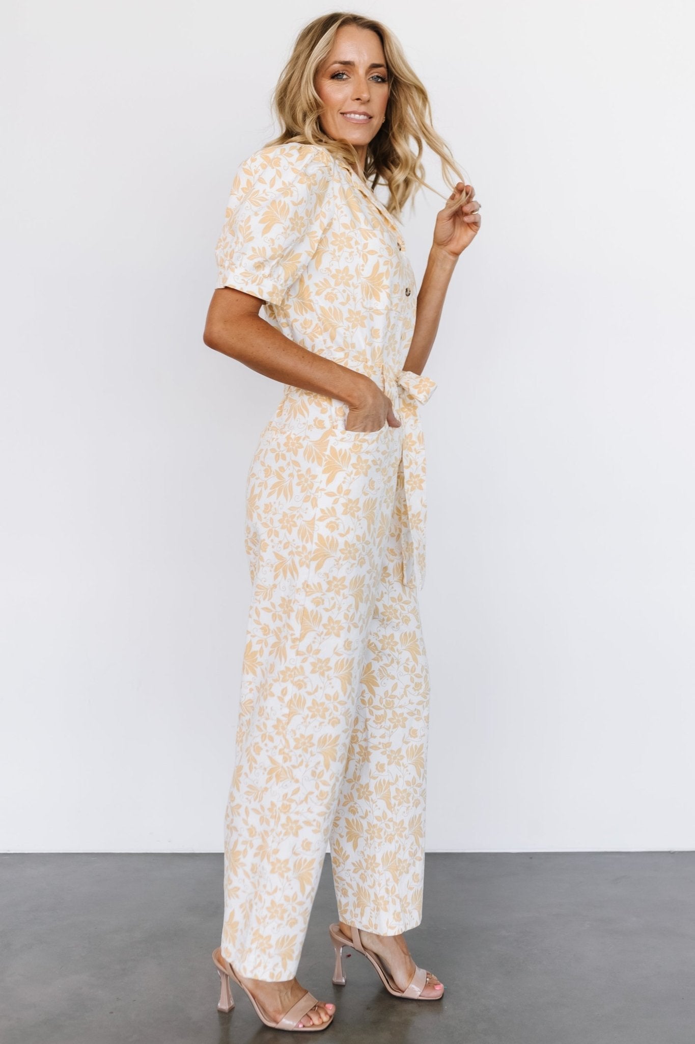 Annalise Jumpsuit | White + Yellow