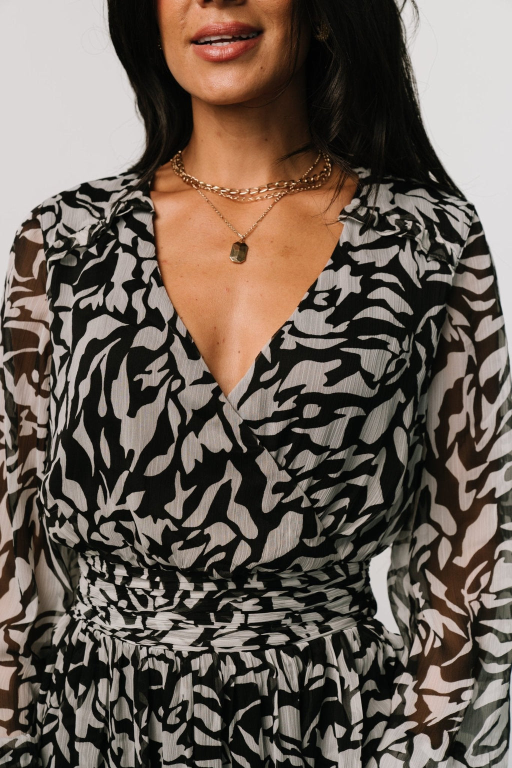 Anne Short Dress | Black Print