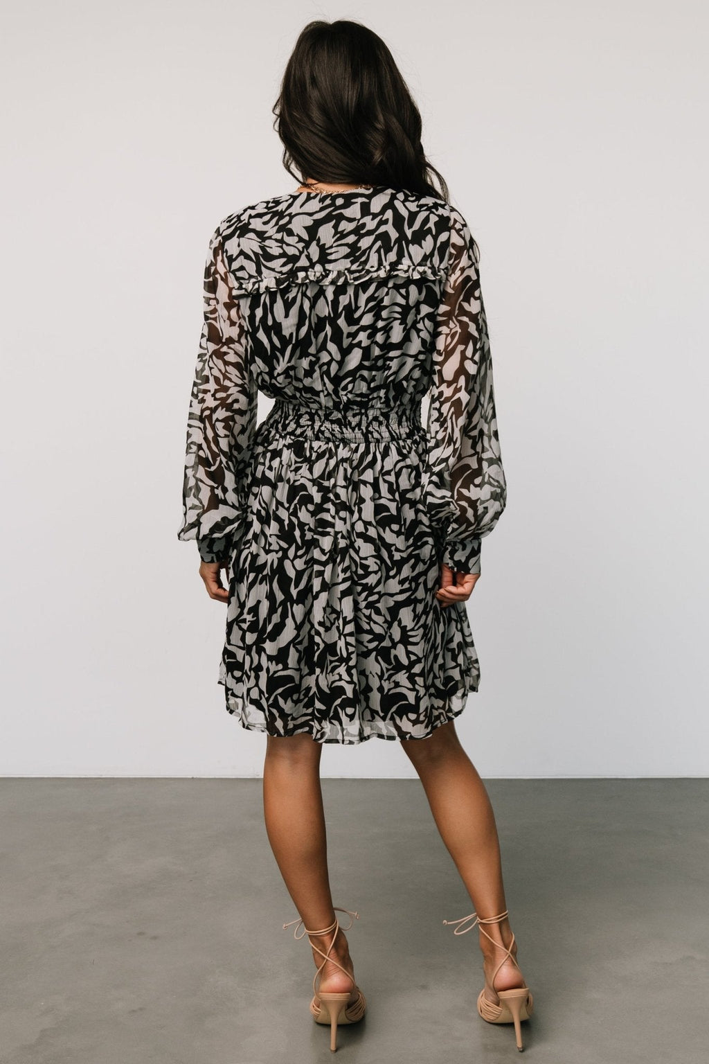 Anne Short Dress | Black Print