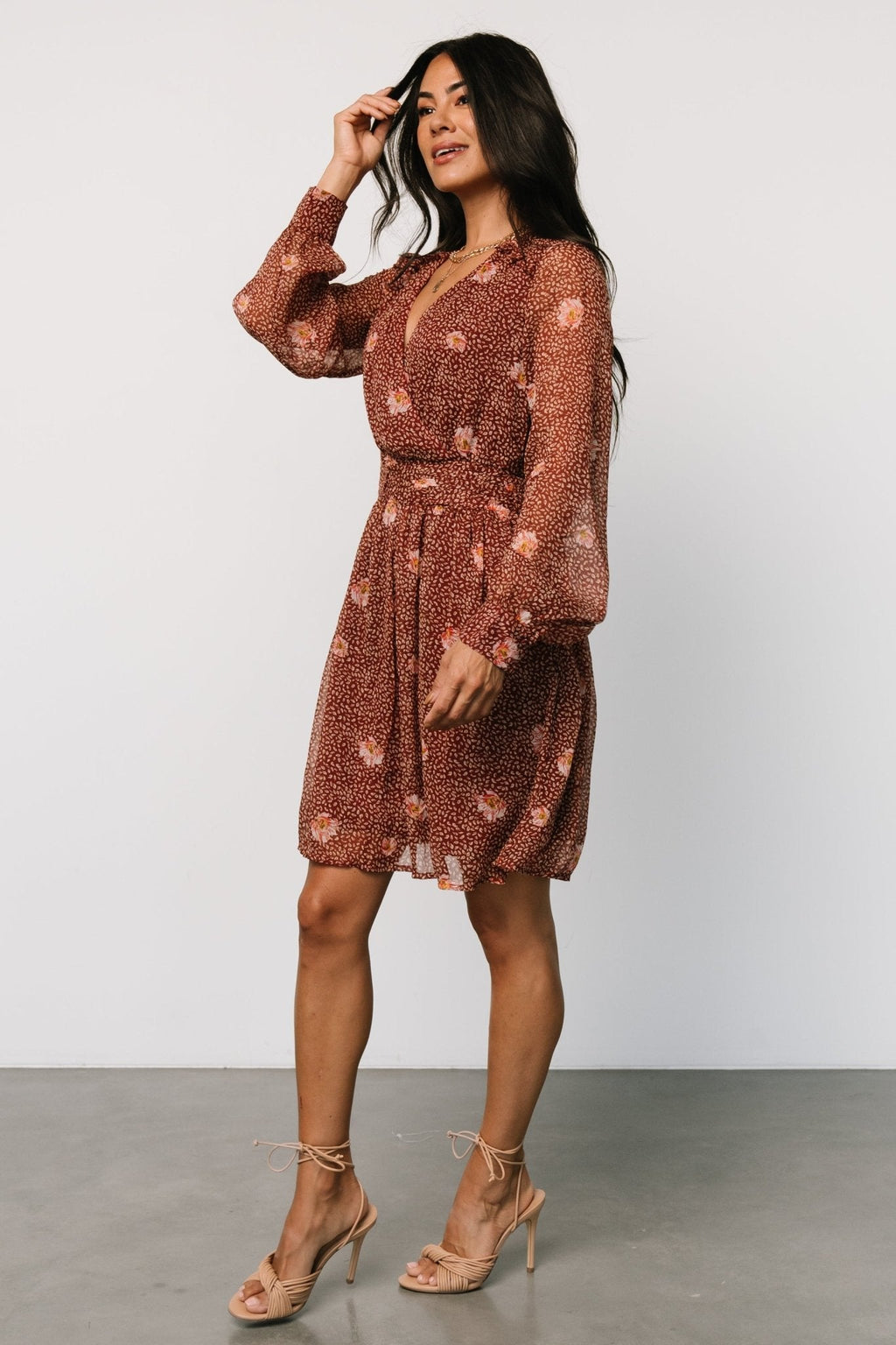 Anne Short Dress | Rust Print