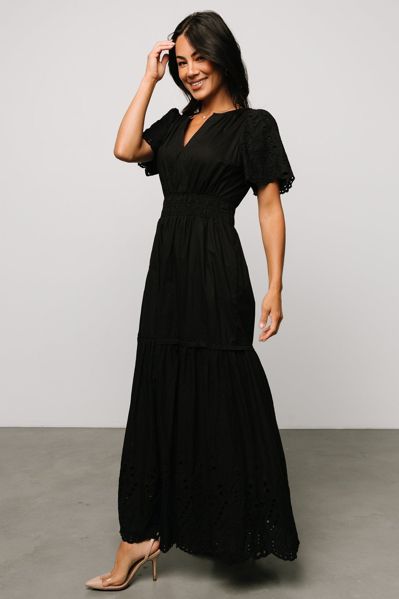 Annette Eyelet Maxi Dress | Black