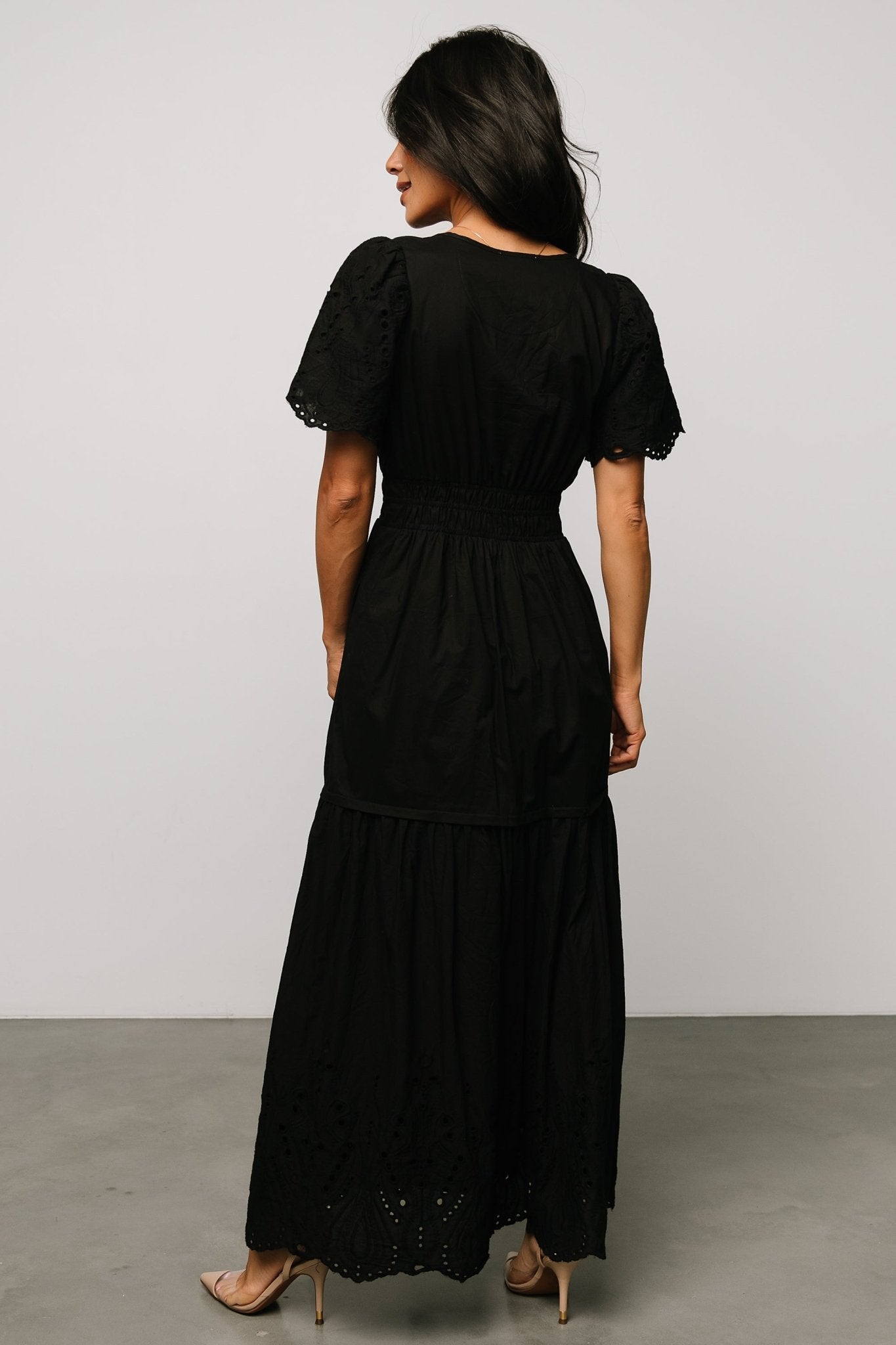 Annette Eyelet Maxi Dress | Black