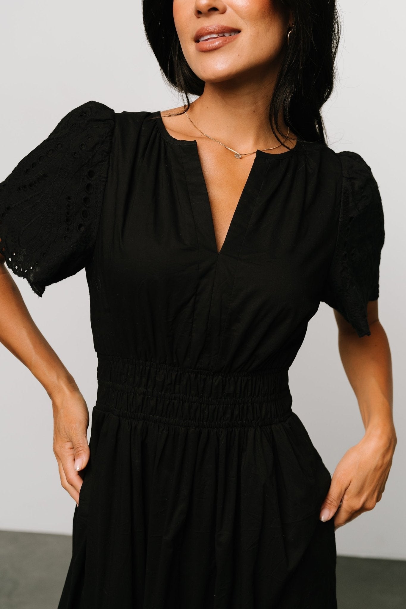 Annette Eyelet Maxi Dress | Black