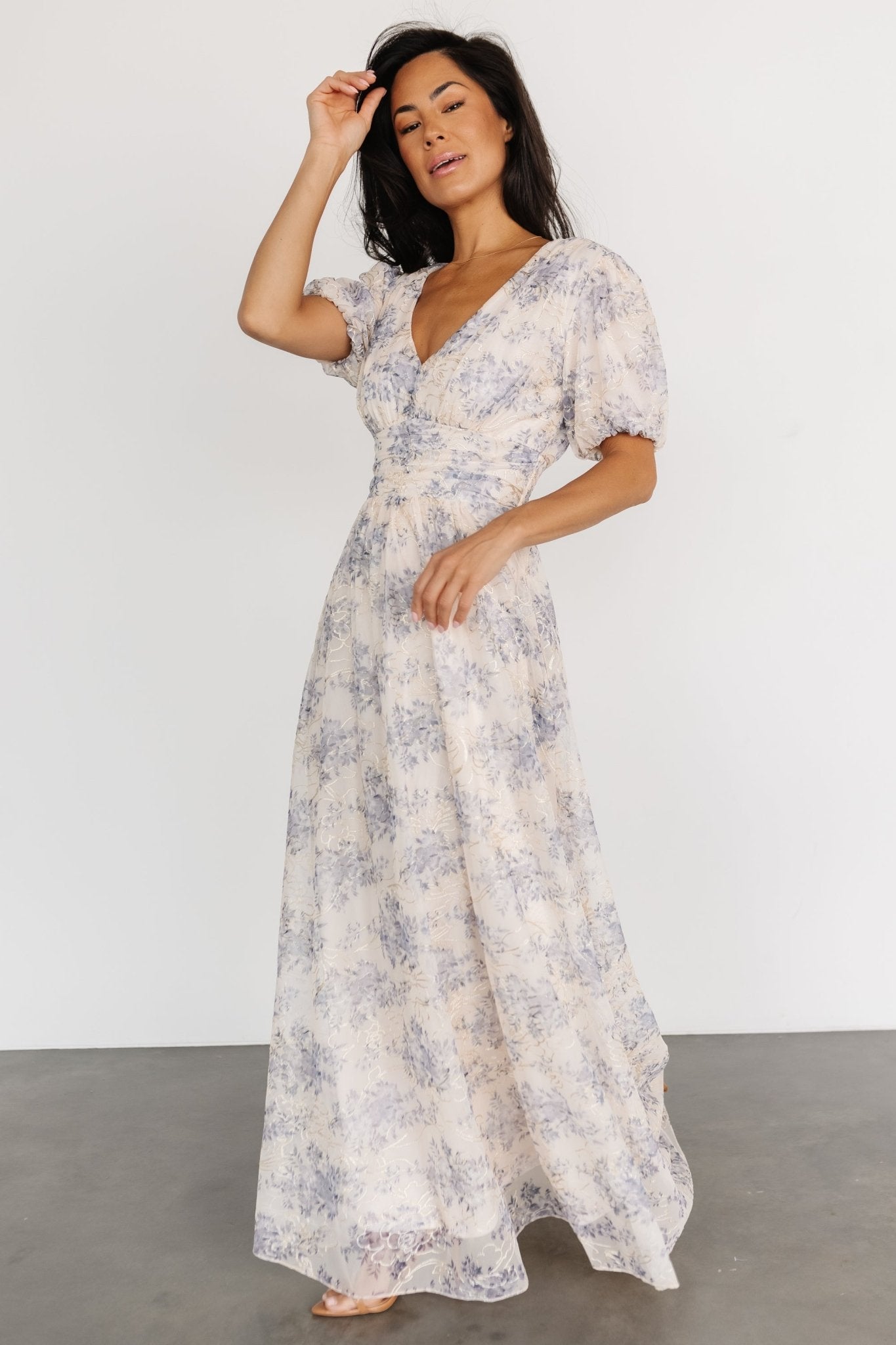 Ardley Maxi Dress | Cream + Blue