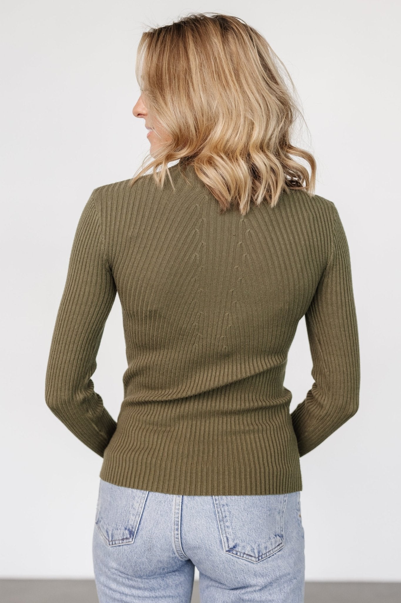 Ari Ribbed Long Sleeve Top | Olive