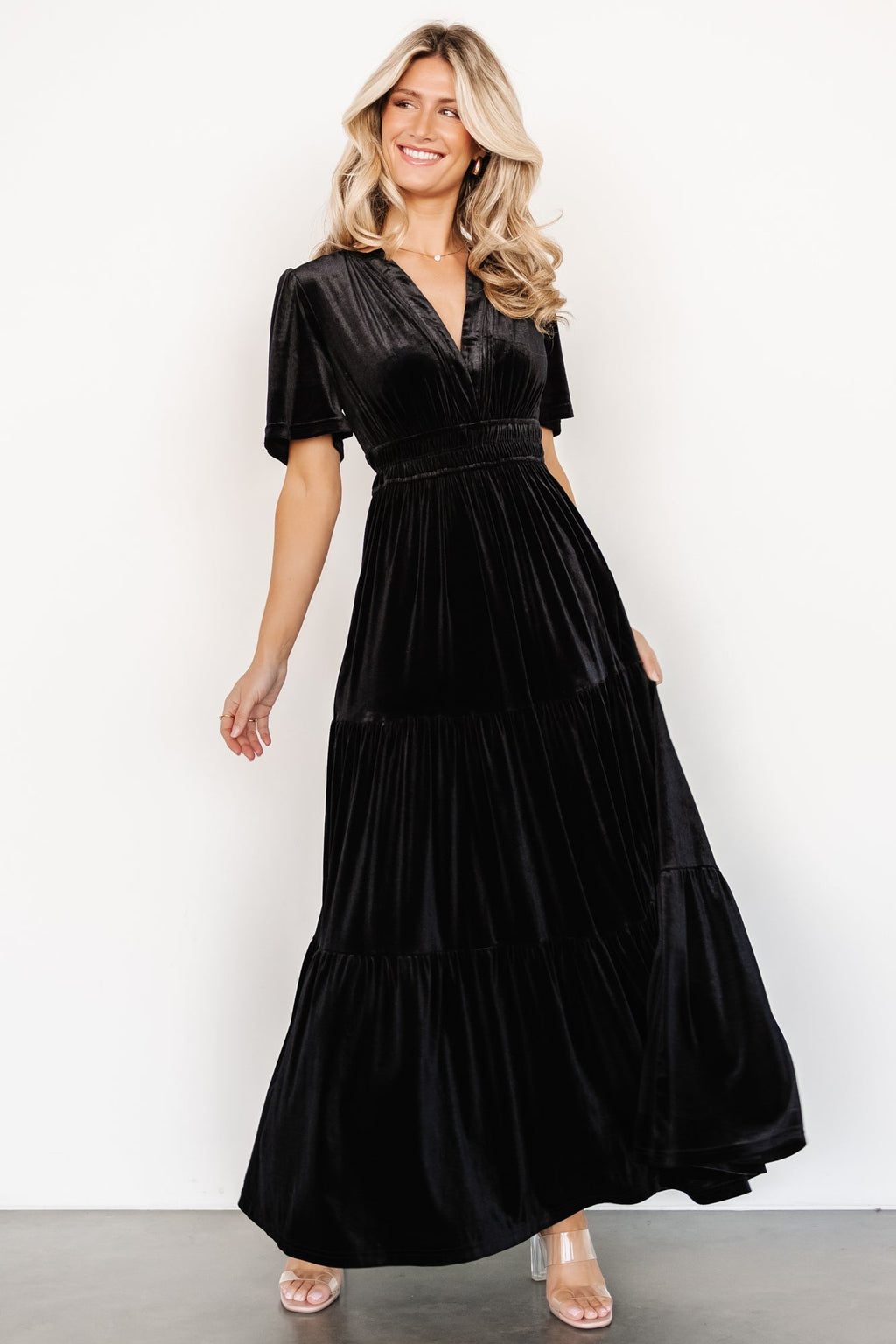 Artemis Velvet Maxi Dress | Black