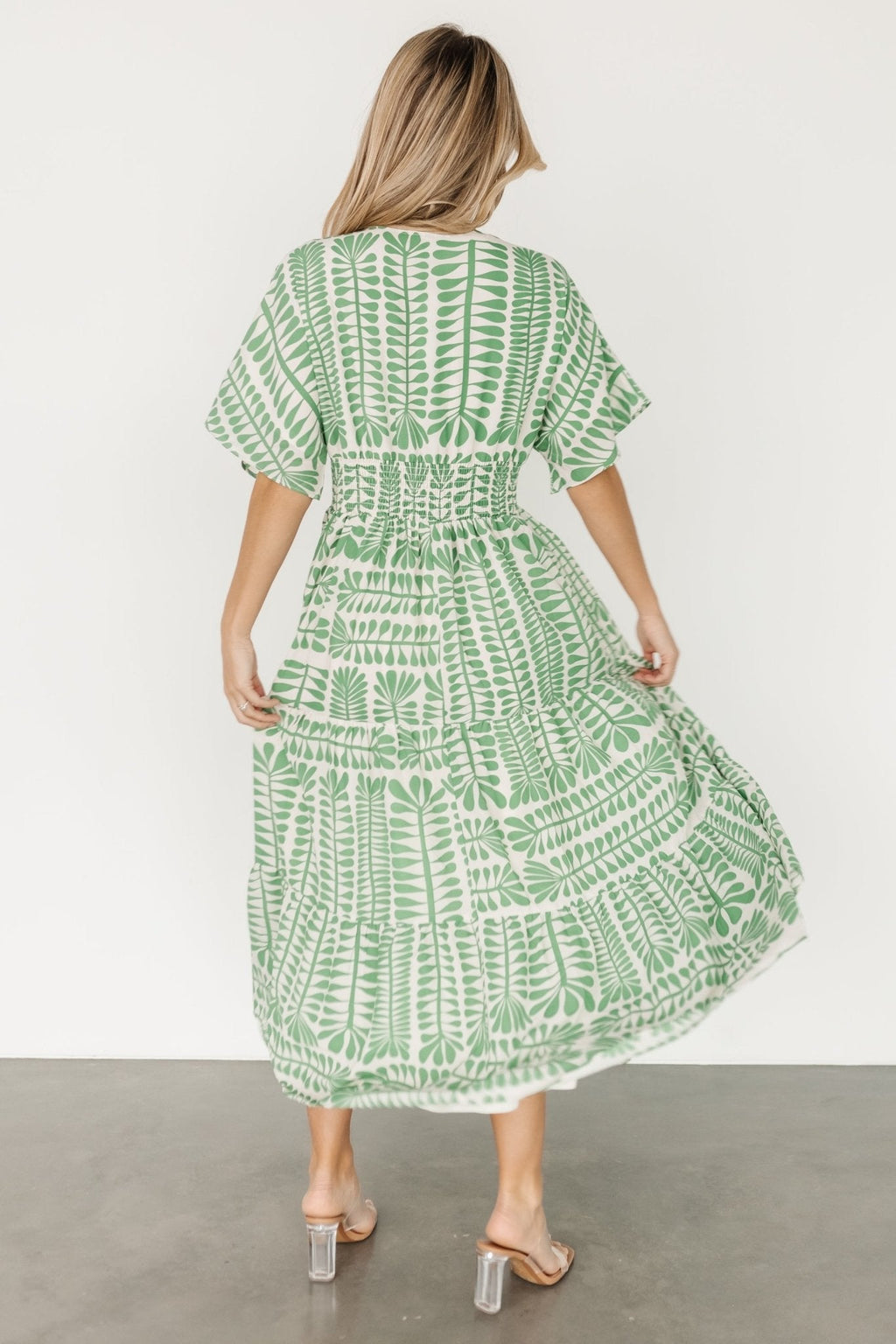 Austin Kimono Dress | Green Print