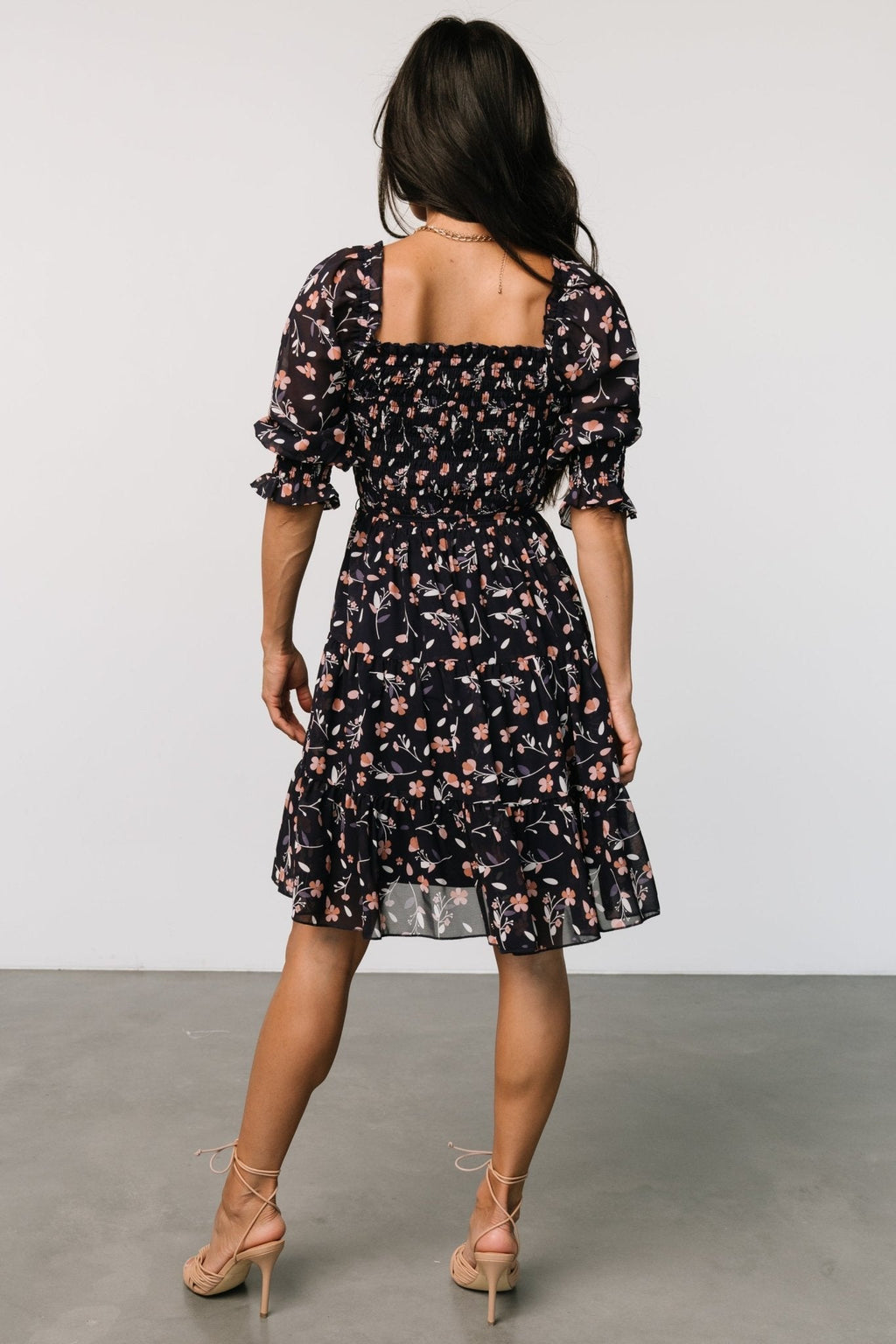 Azlyn Smocked Short Dress | Navy + Pink Floral