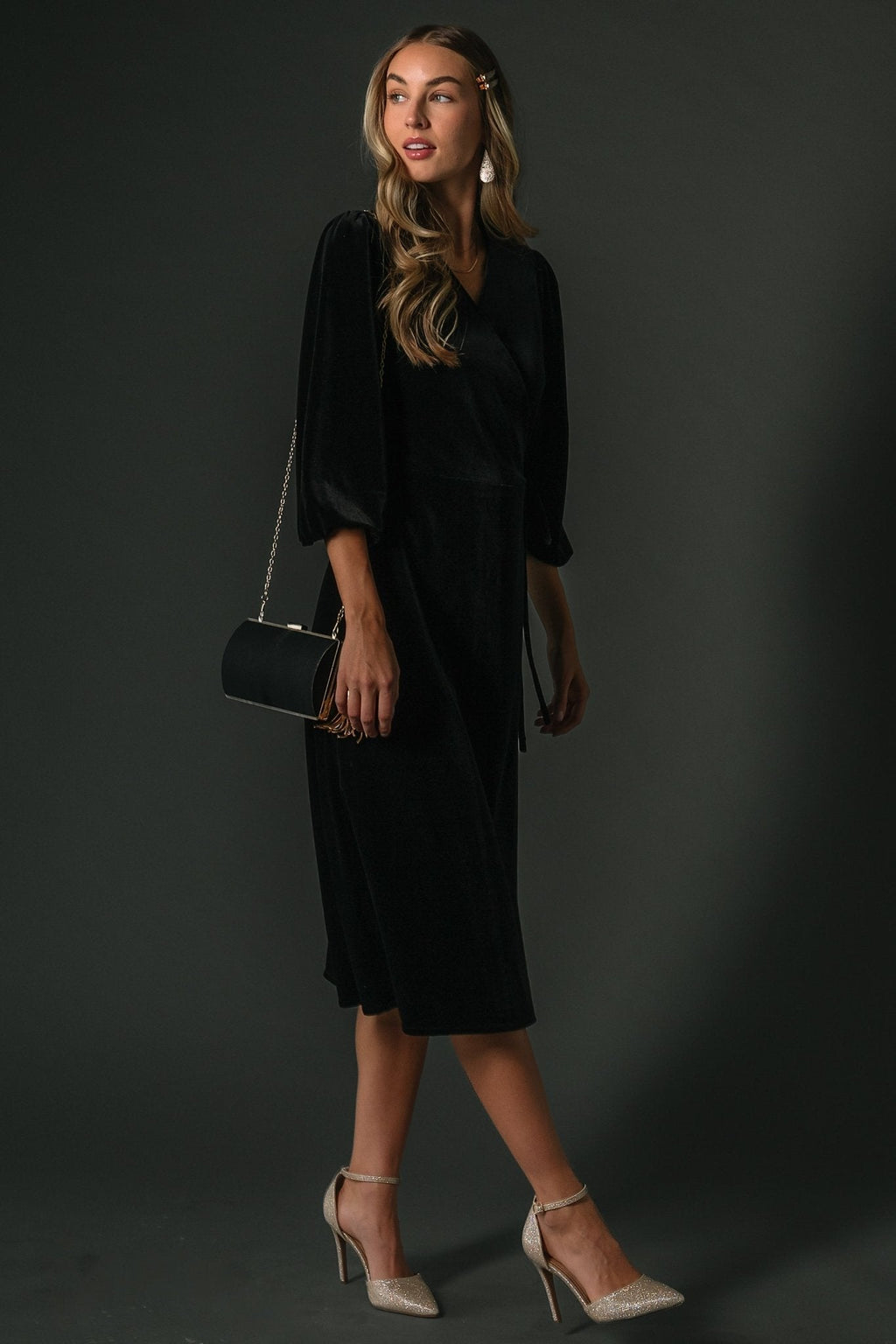 Beckinsale Velvet Wrap Dress | Black