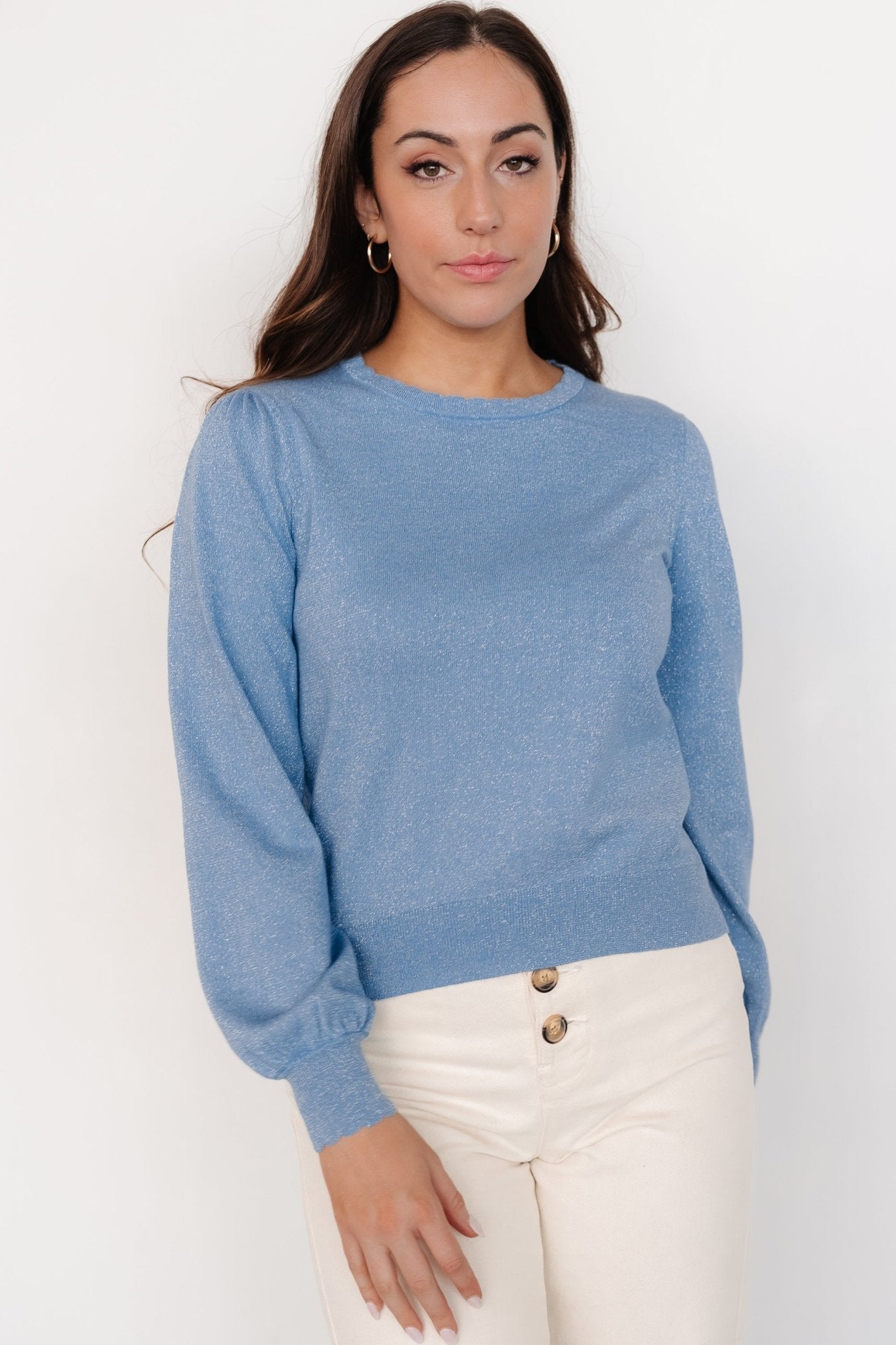 Benson Shimmer Sweater Top | Blue