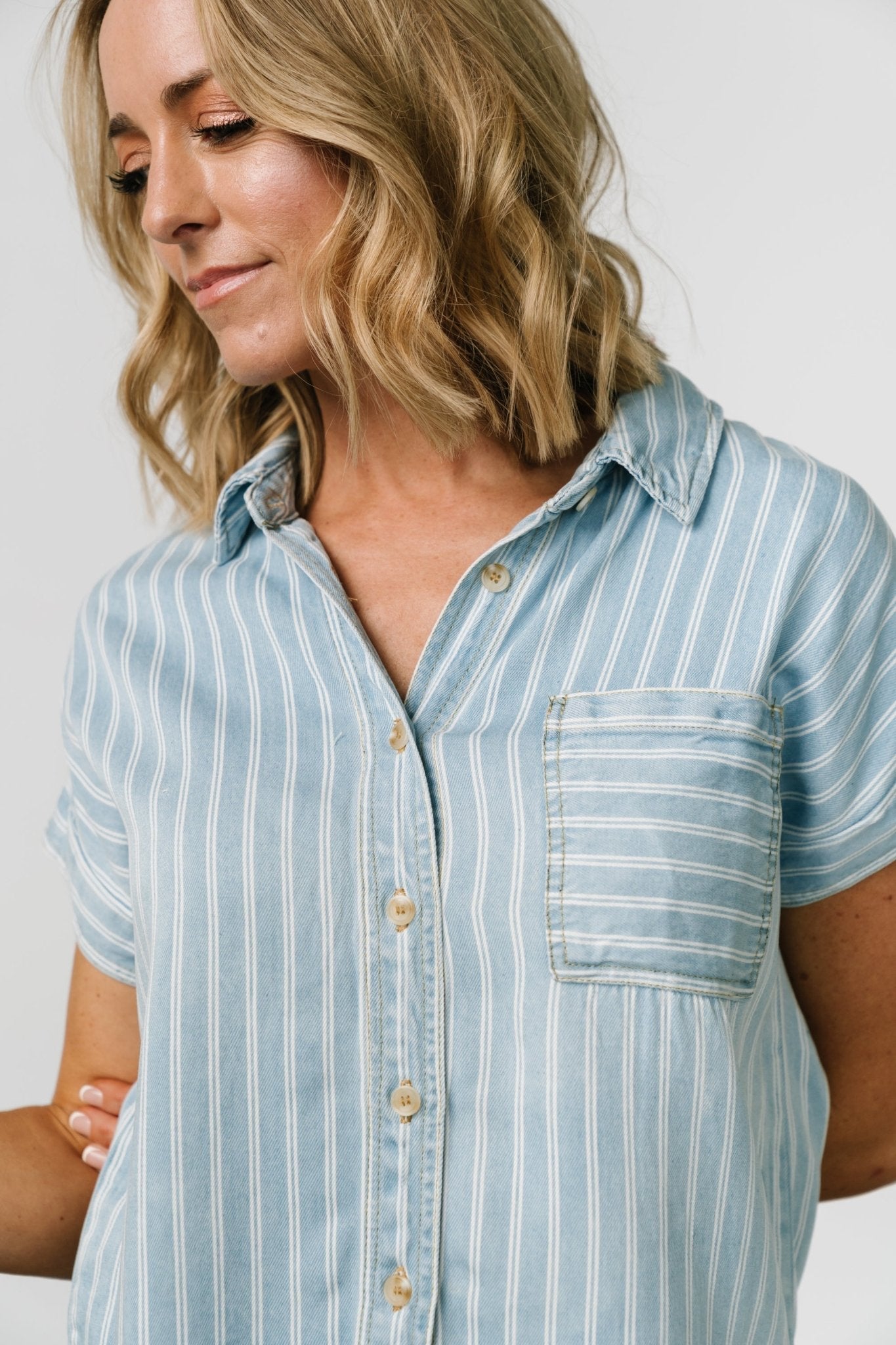 Berkley Striped Top | Denim Blue