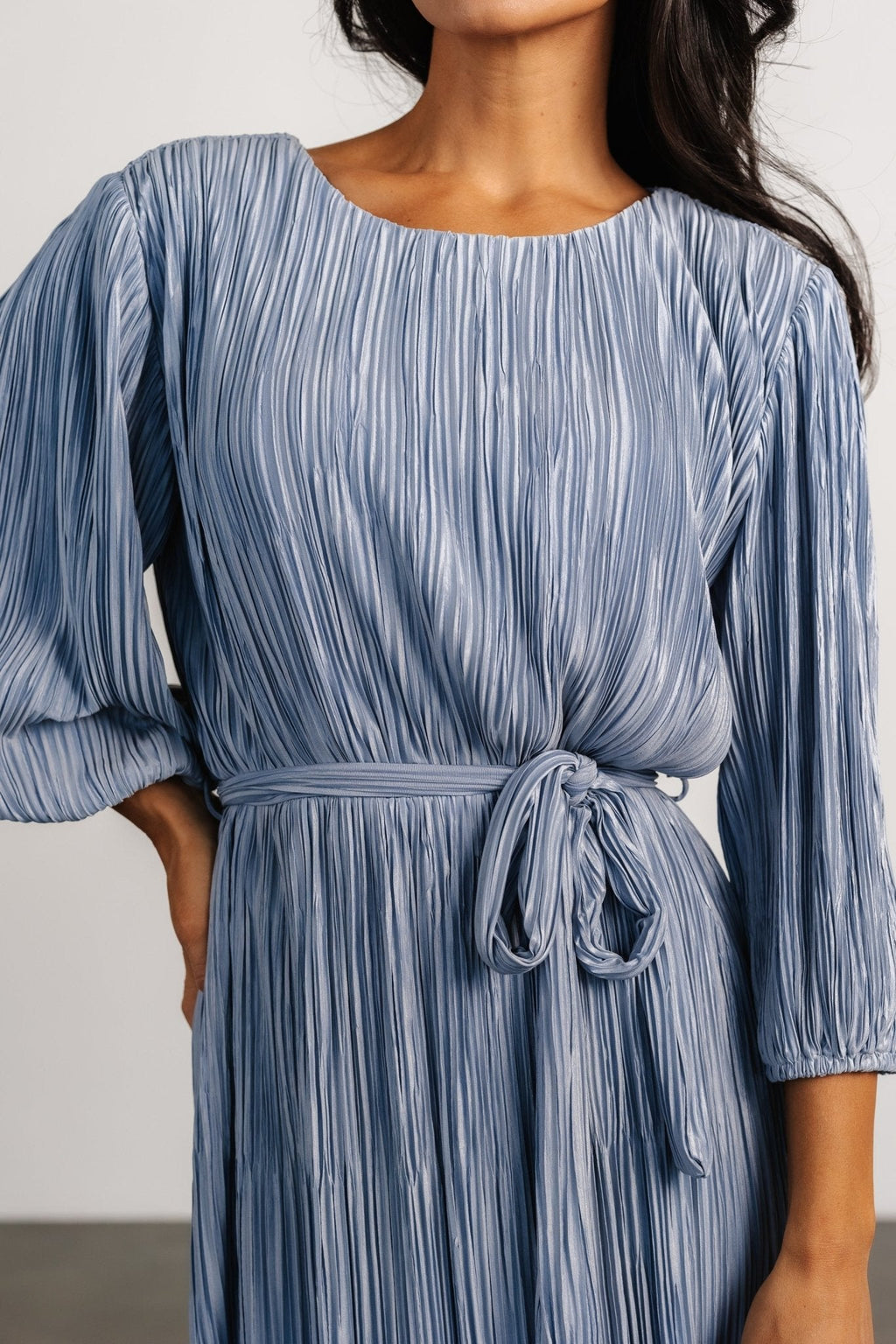 Bethany Pleated Midi Dress | Light Blue