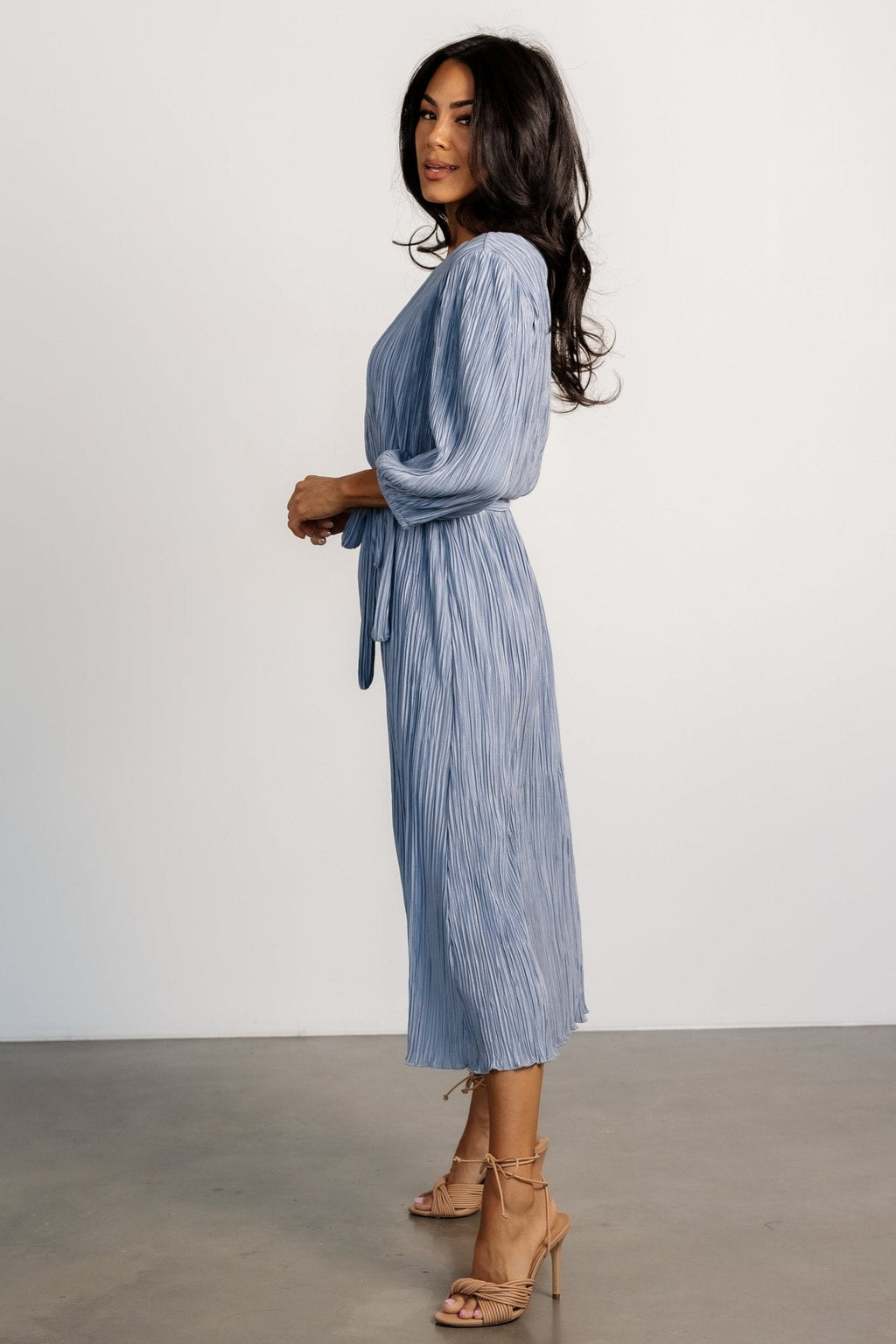 Bethany Pleated Midi Dress | Light Blue