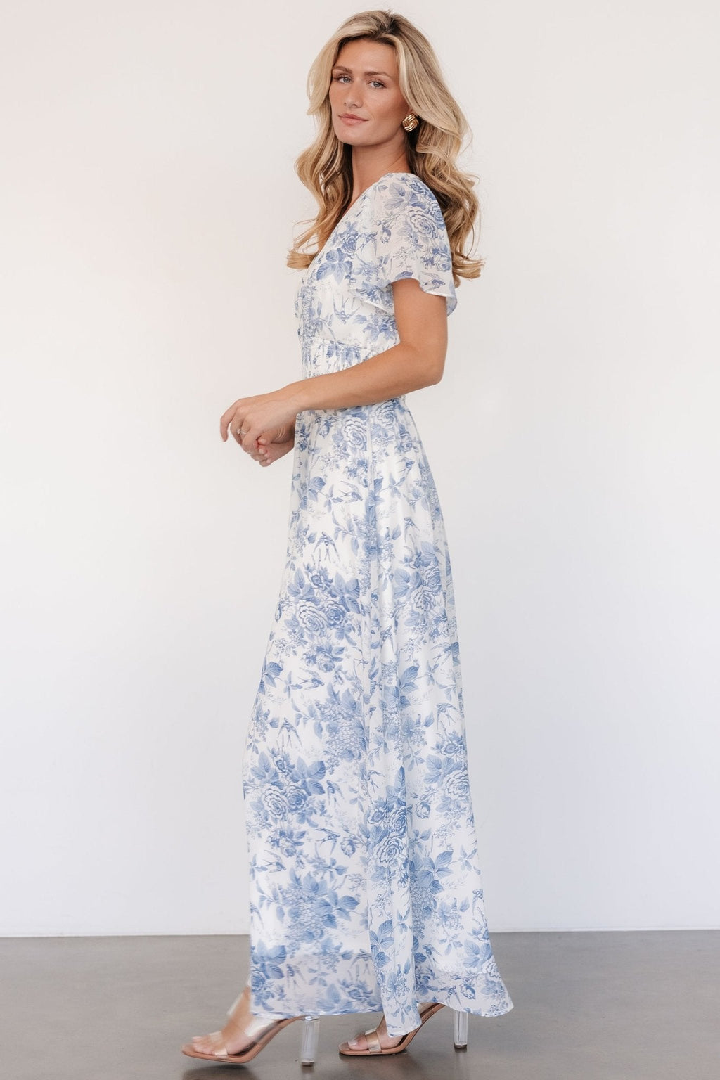 Birdie Maxi Dress | Off White + Blue