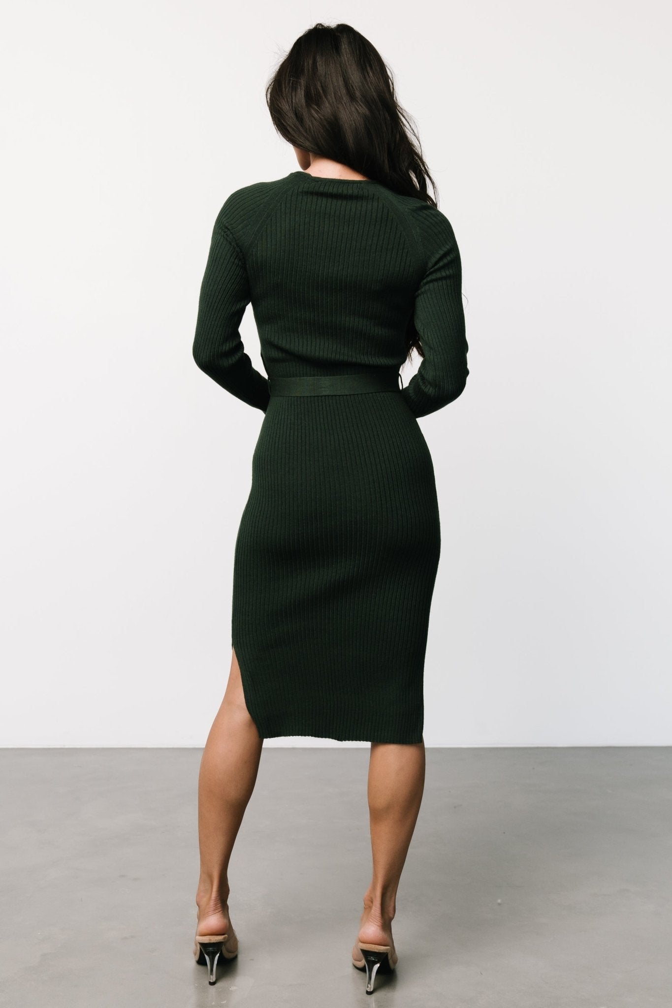 Blayne Ribbed Midi Dress | Emerald