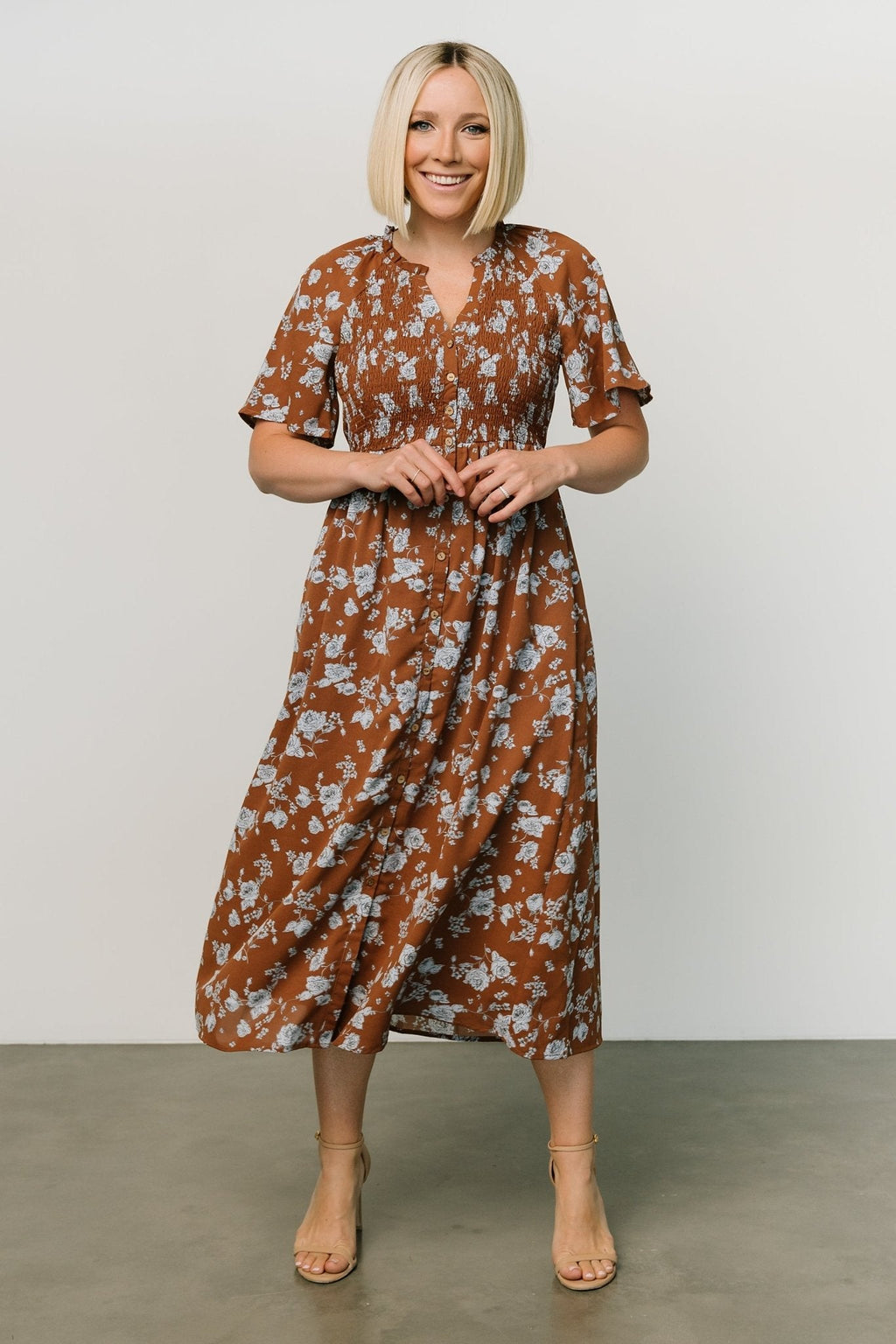 Botega Midi Dress | Brown + Blue