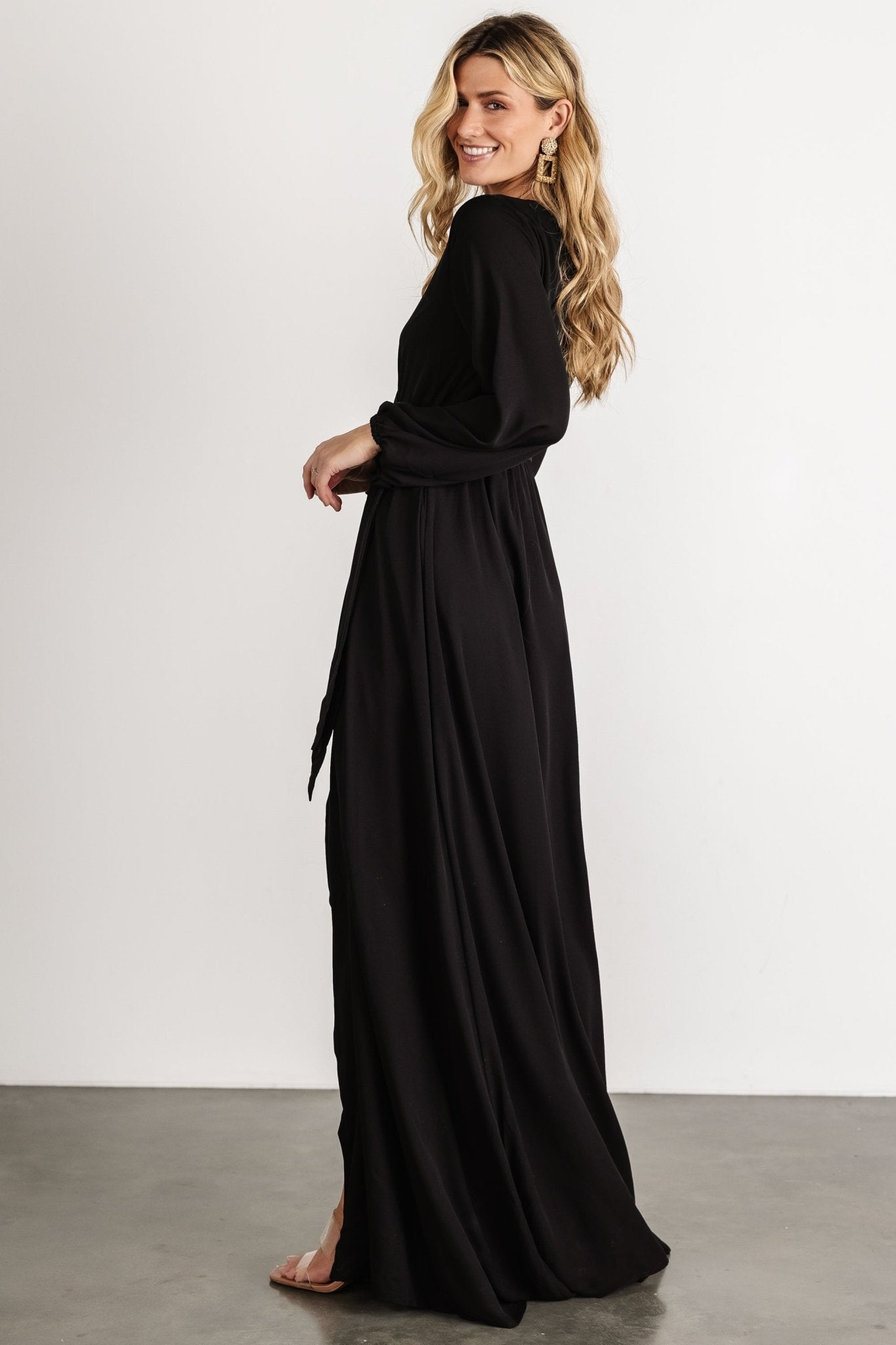 Breanne Faux Wrap Maxi Dress | Black