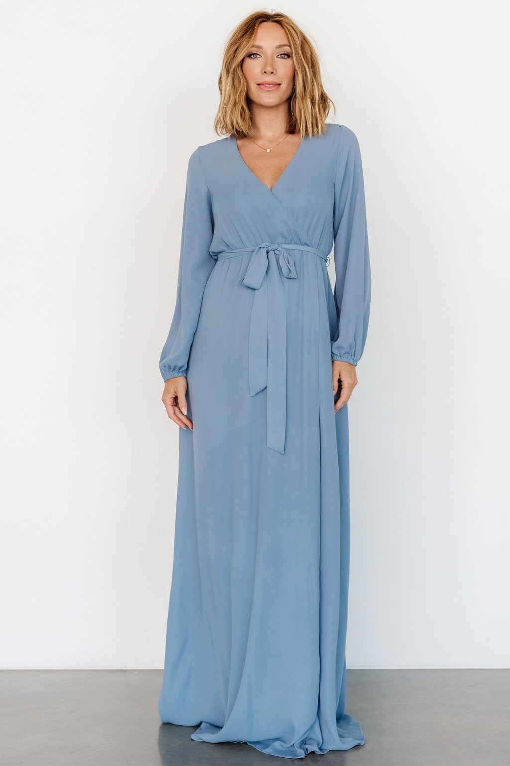 Breanne Faux Wrap Maxi Dress | Slate Blue