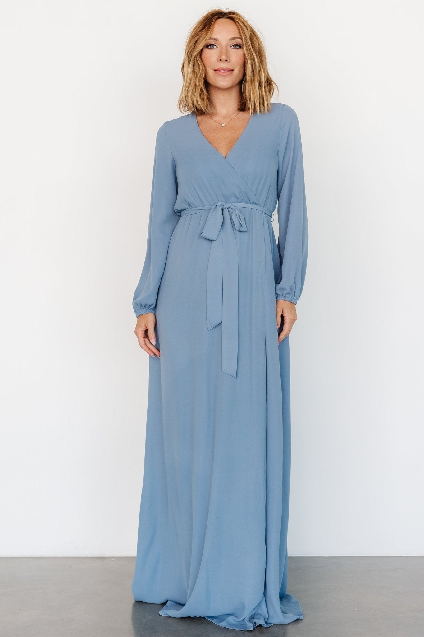 Breanne Faux Wrap Maxi Dress | Slate Blue