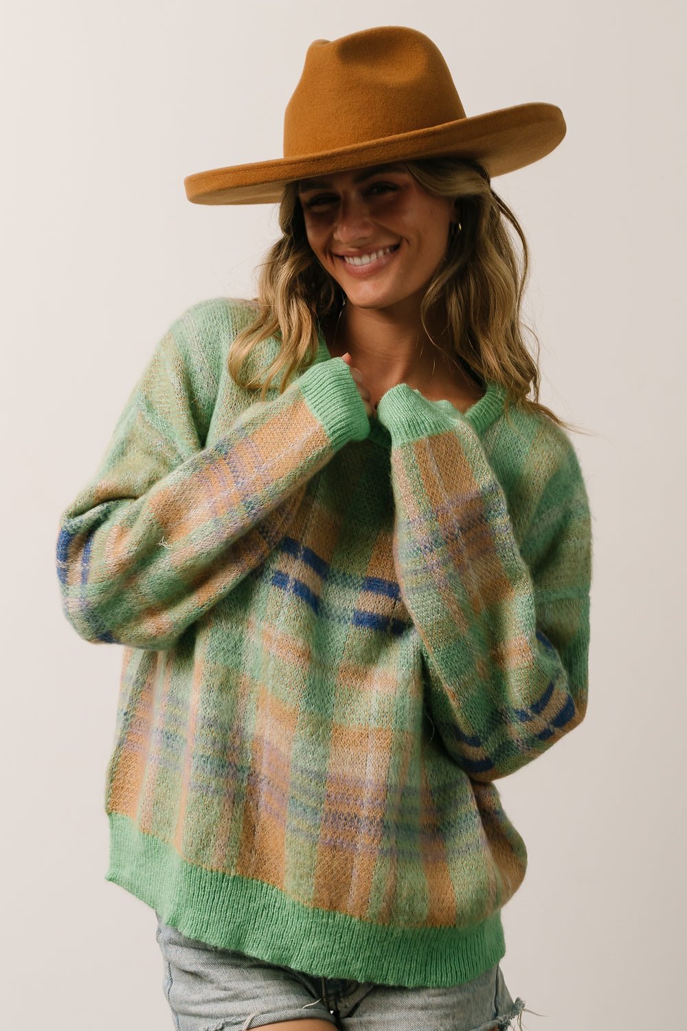 Brentridge Plaid Sweater | Green Multi