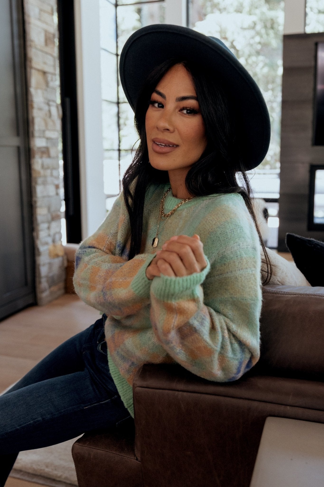 Brentridge Plaid Sweater | Green Multi