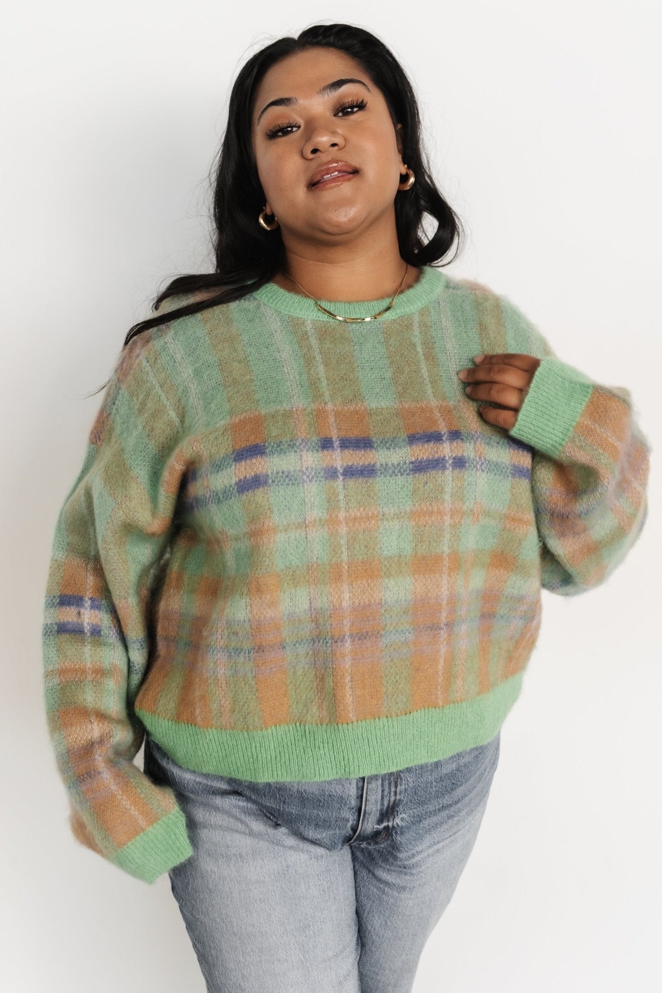 Brentridge Plaid Sweater | Green Multi