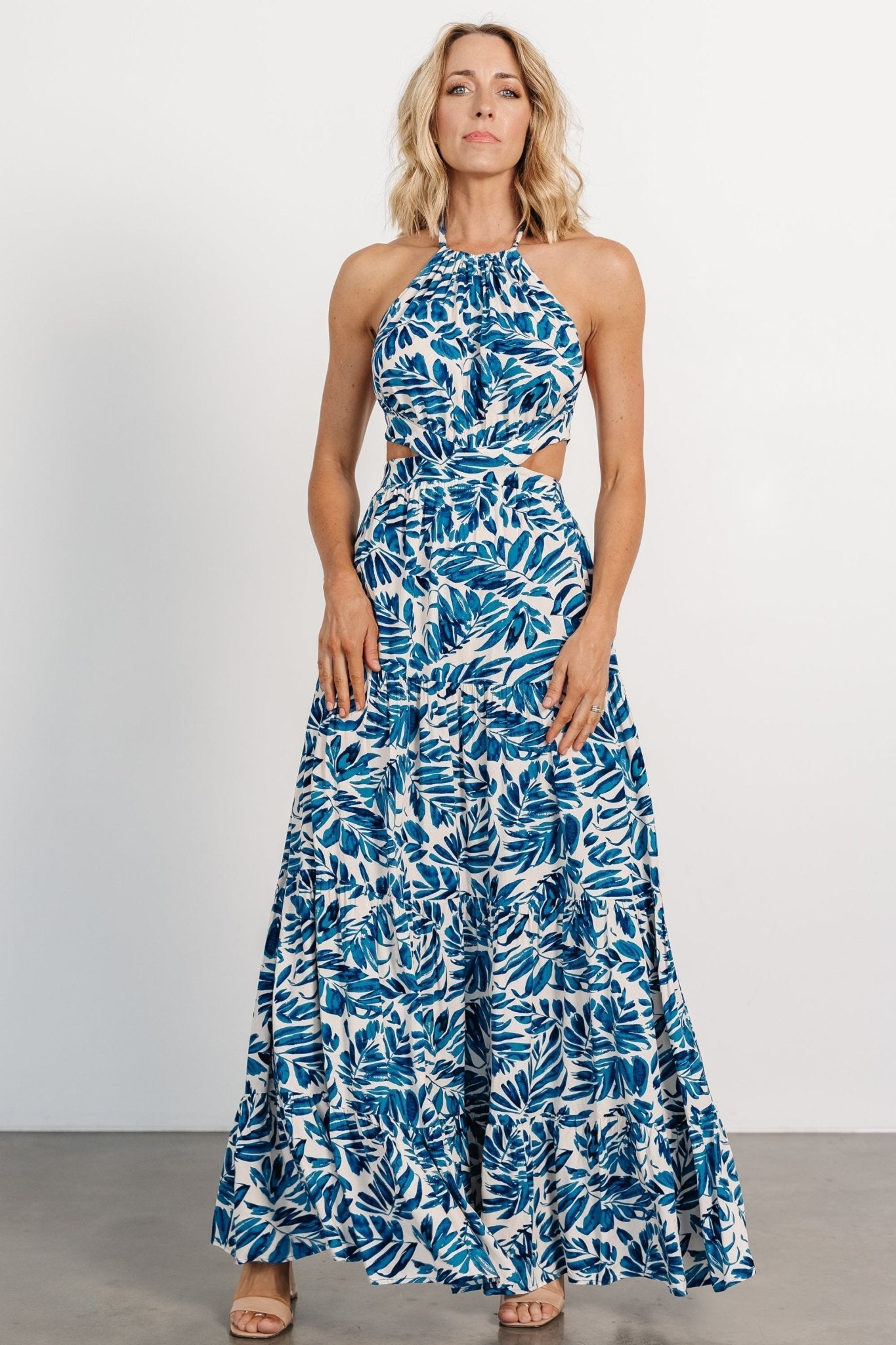 Brett Halter Maxi Dress | Cobalt Print