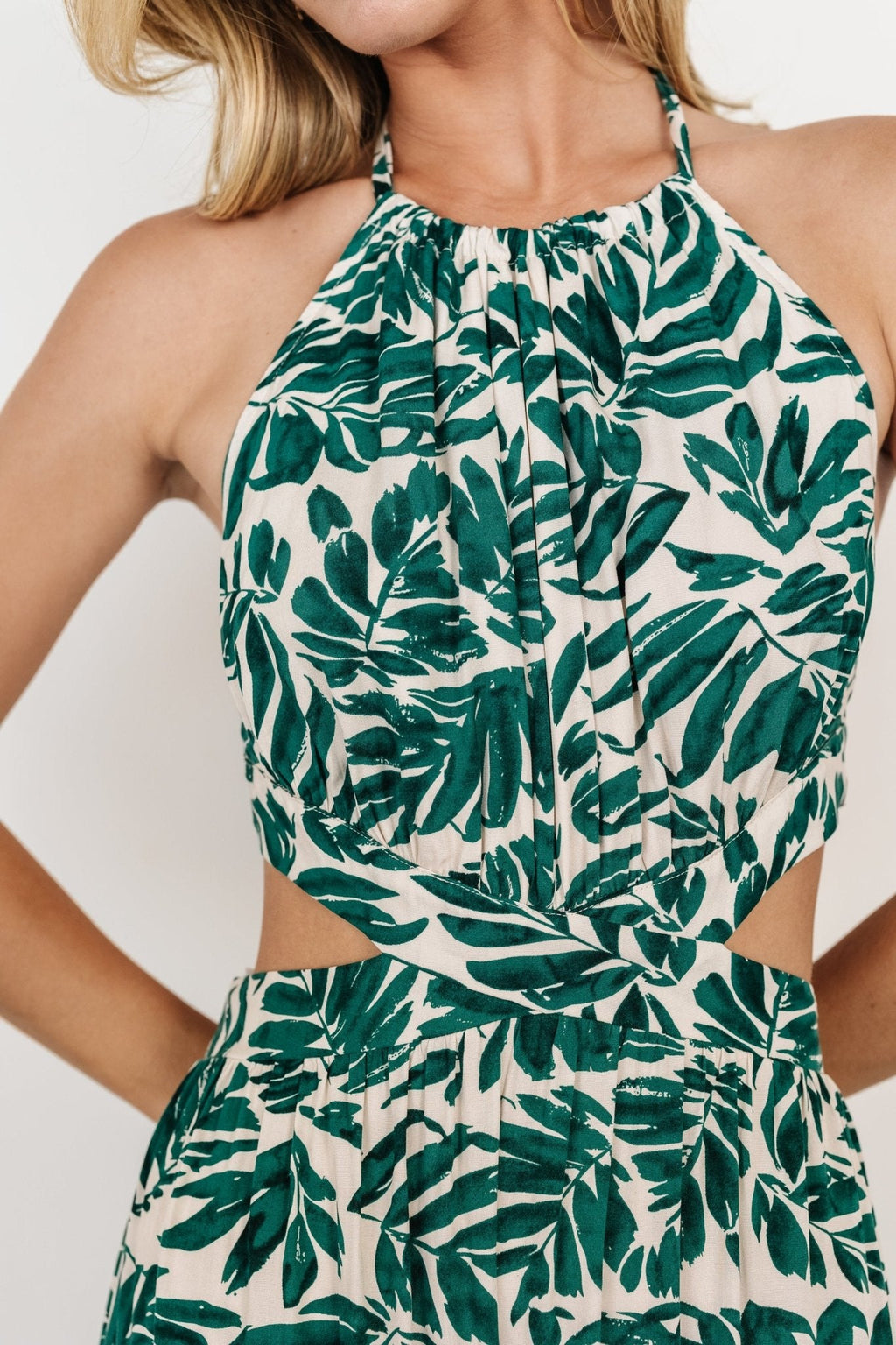 Brett Halter Maxi Dress | Palm Green Print