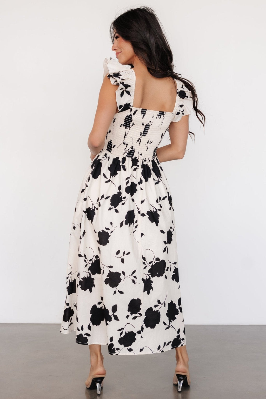 Bridget Midi Dress | Ivory + Black Floral