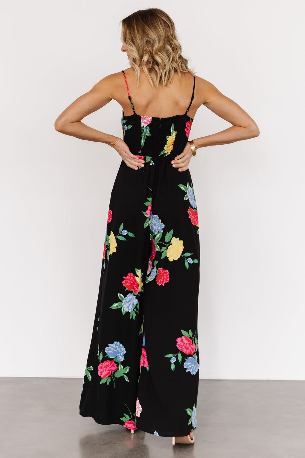 Brooklyn Wide Leg Jumpsuit | Black Floral