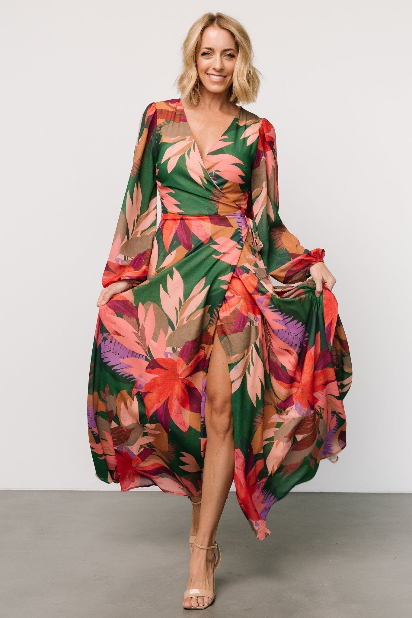 Camilla Wrap Maxi Dress | Green Multi