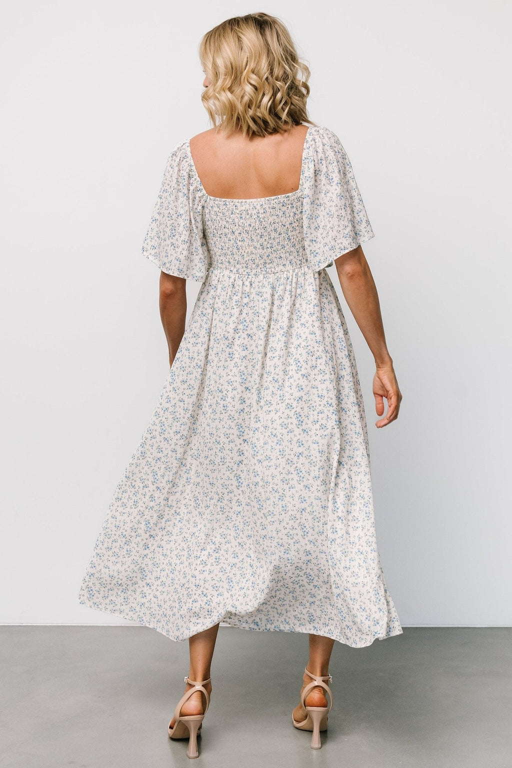 Carah Tie Dress | Off White + Blue Floral