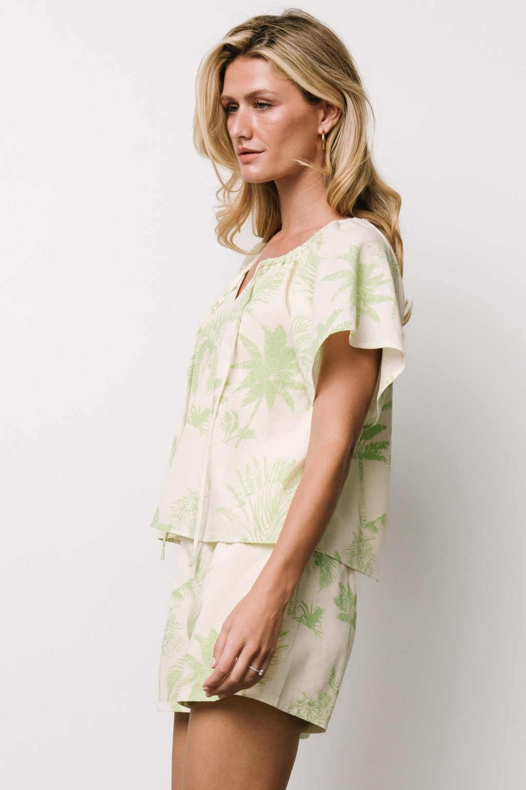 Carlina Set | Cream + Green Print