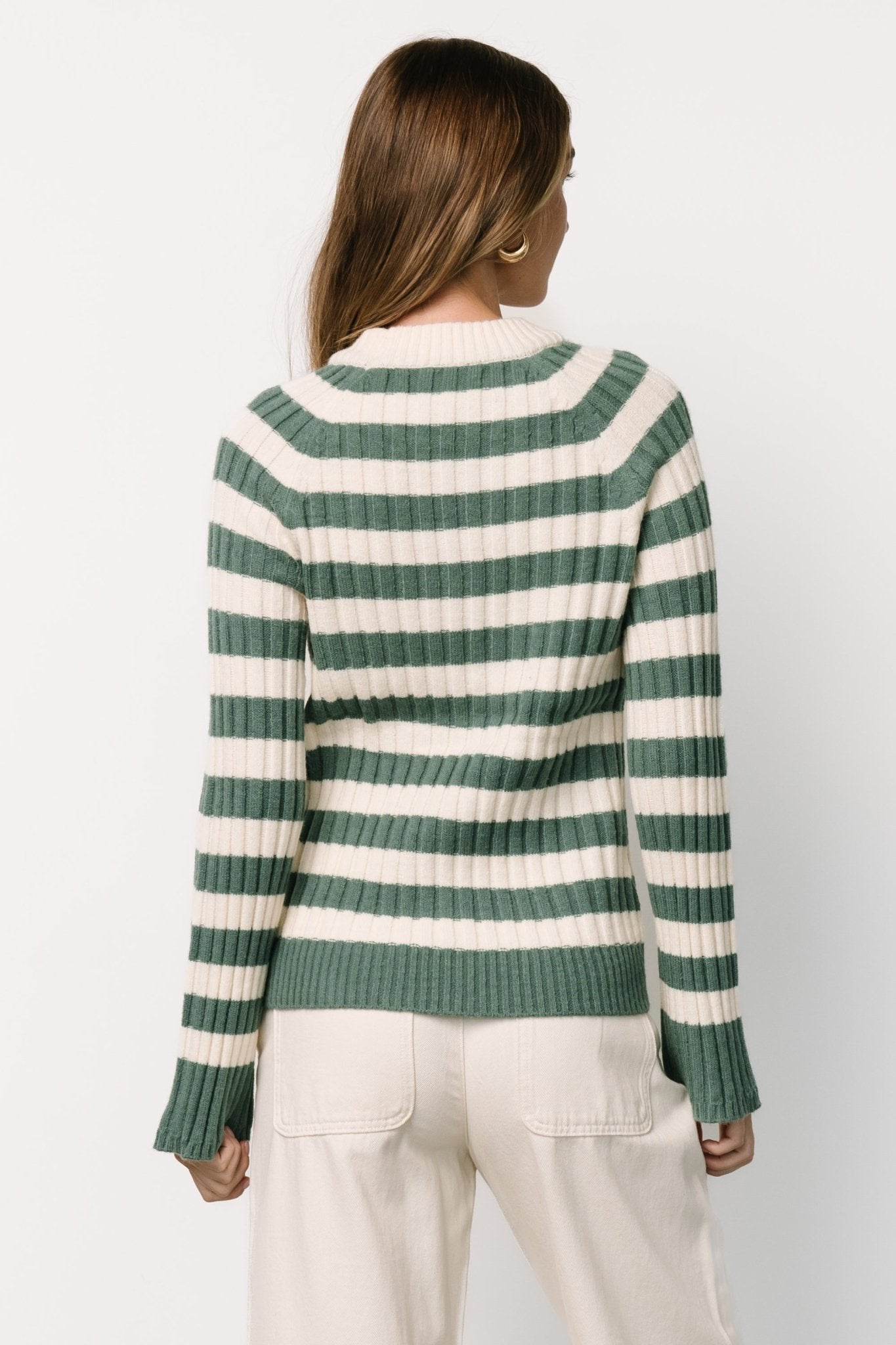 Carrie Striped Sweater | Teal + Ivory