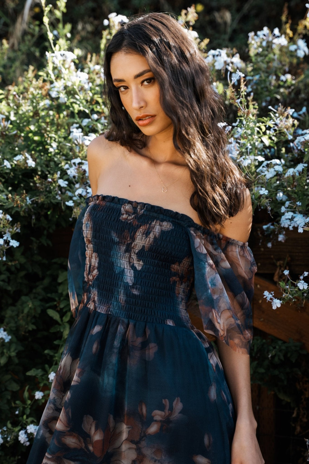 Cassandra Tulle Maxi Dress | Dark Blue Floral