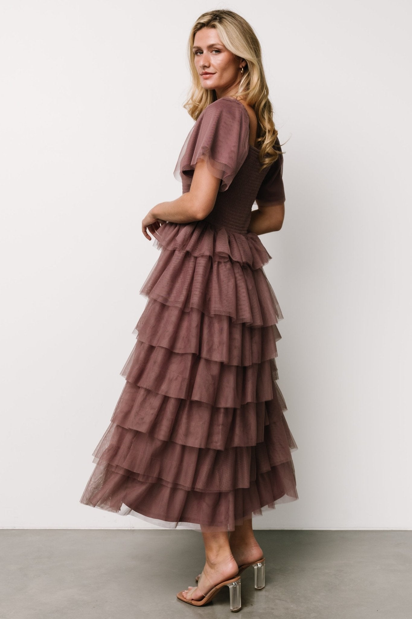 Cherise Tulle Tiered Dress | Dusty Lavender