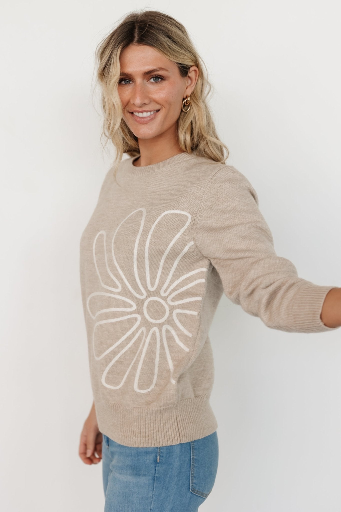 Cherish Flower Sweater | Natural