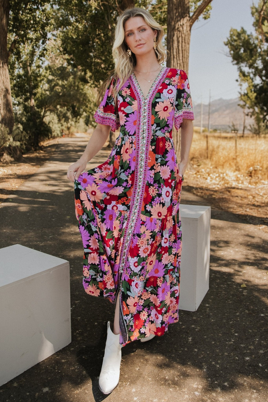 Cheryl Maxi Dress | Black Multi