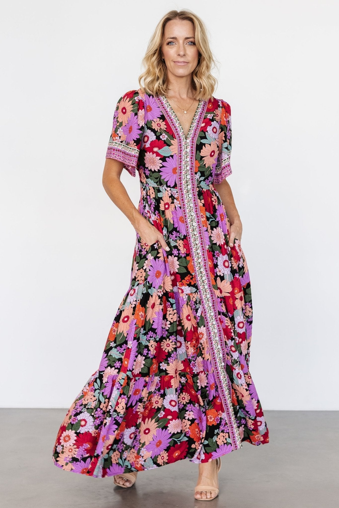 Cheryl Maxi Dress | Black Multi