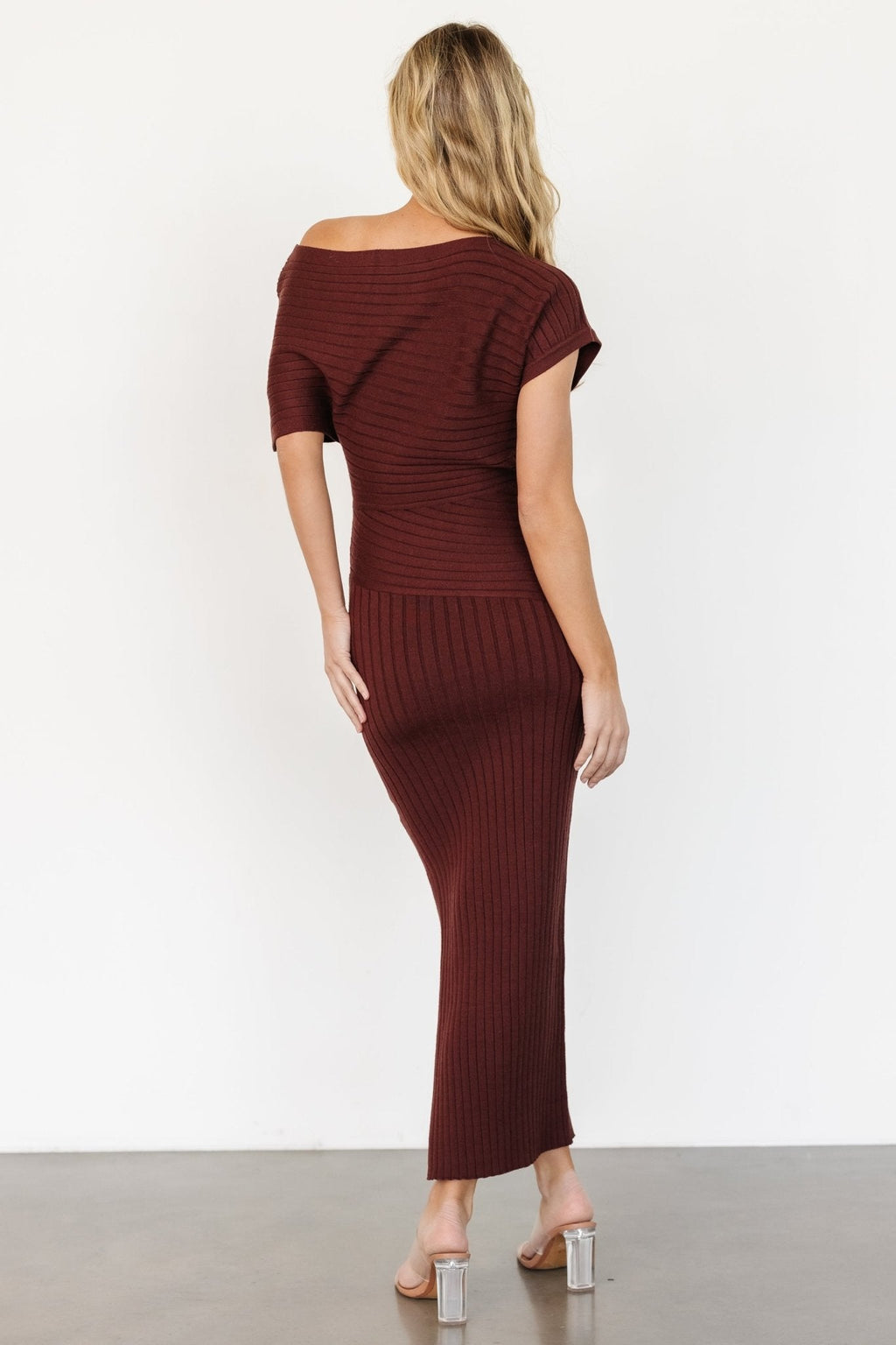 Clara Ribbed Sweater Dress | Mahogany Brown