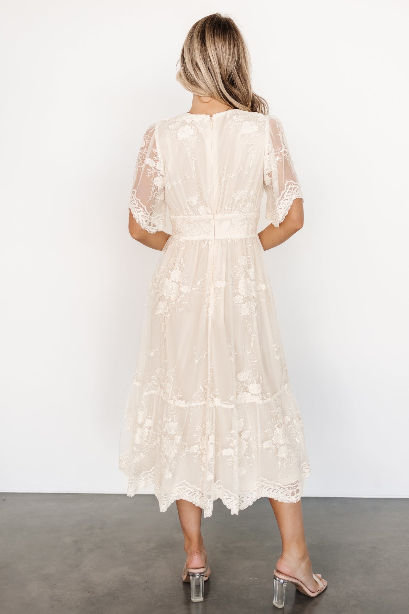 Clarisa Lace Midi Dress | Vintage Cream